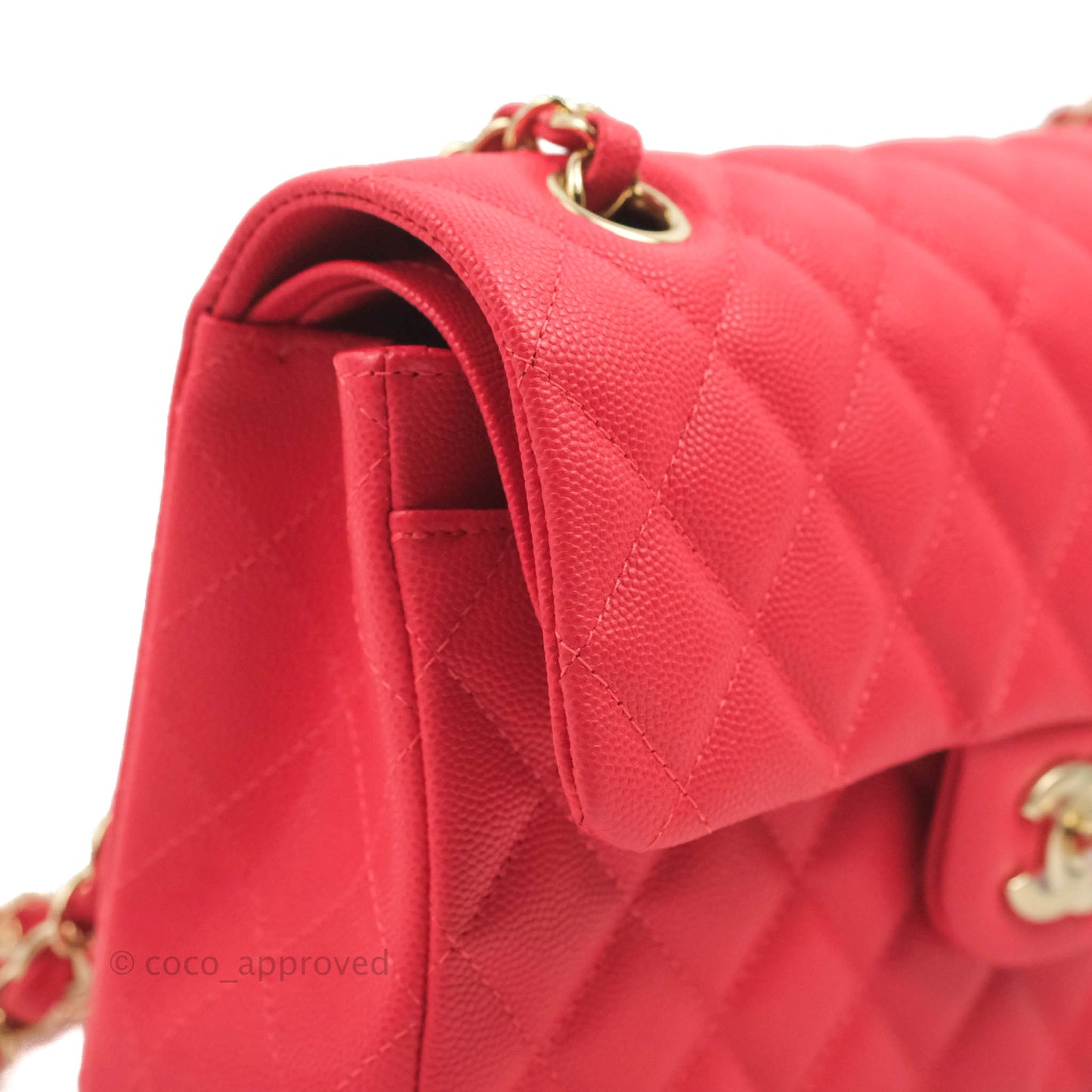 Chanel Small Classic Quilted Flap Red Caviar Gold Hardware