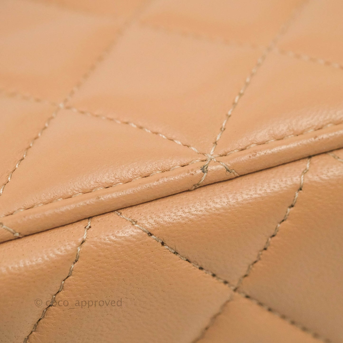 Chanel Vanity Rectangular Top Handle Beige Lambskin Aged Gold Hardware