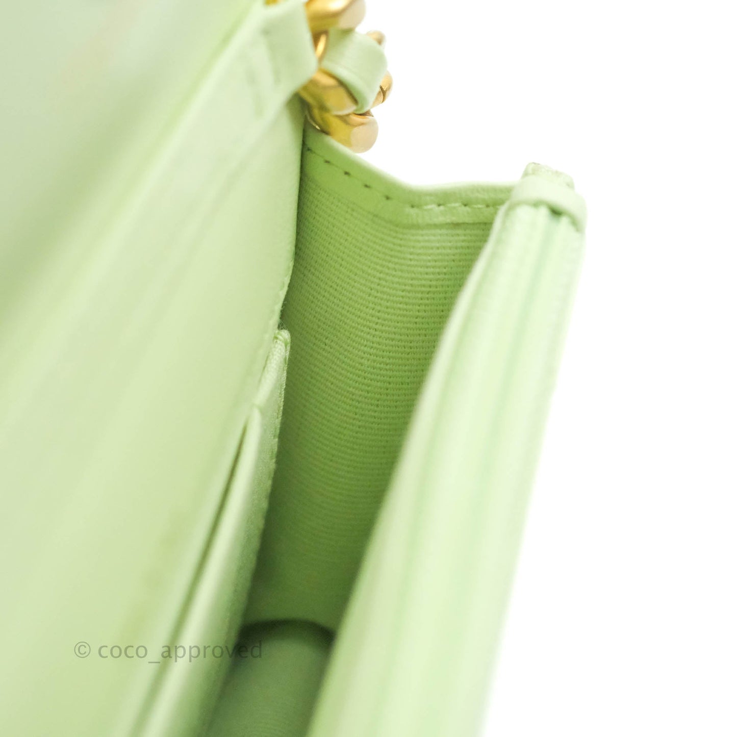 Chanel 19 Mini Clutch with Chain Light Green Lambskin Mixed Hardware 22C