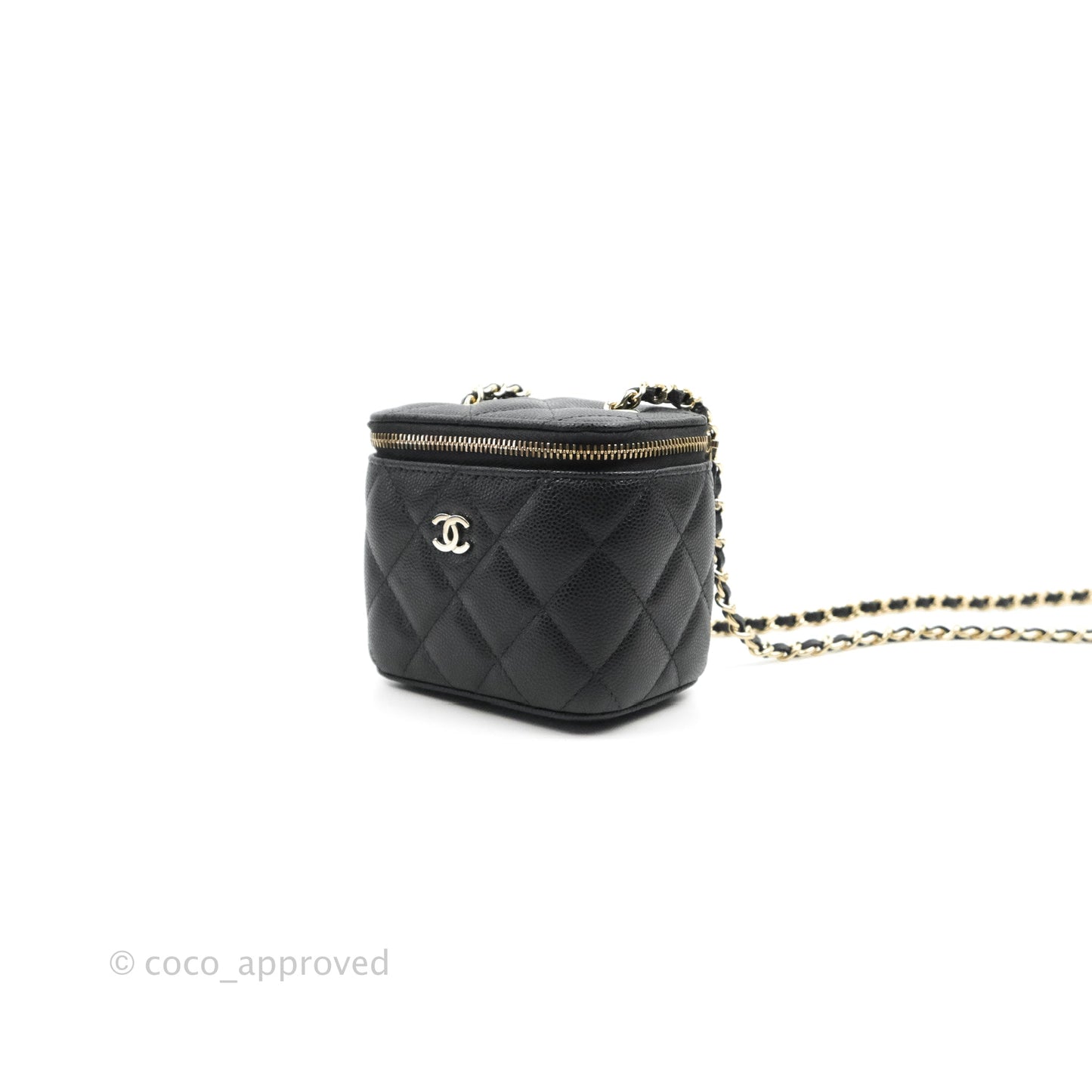 Chanel Mini Vanity With Chain Black Caviar Gold Hardware