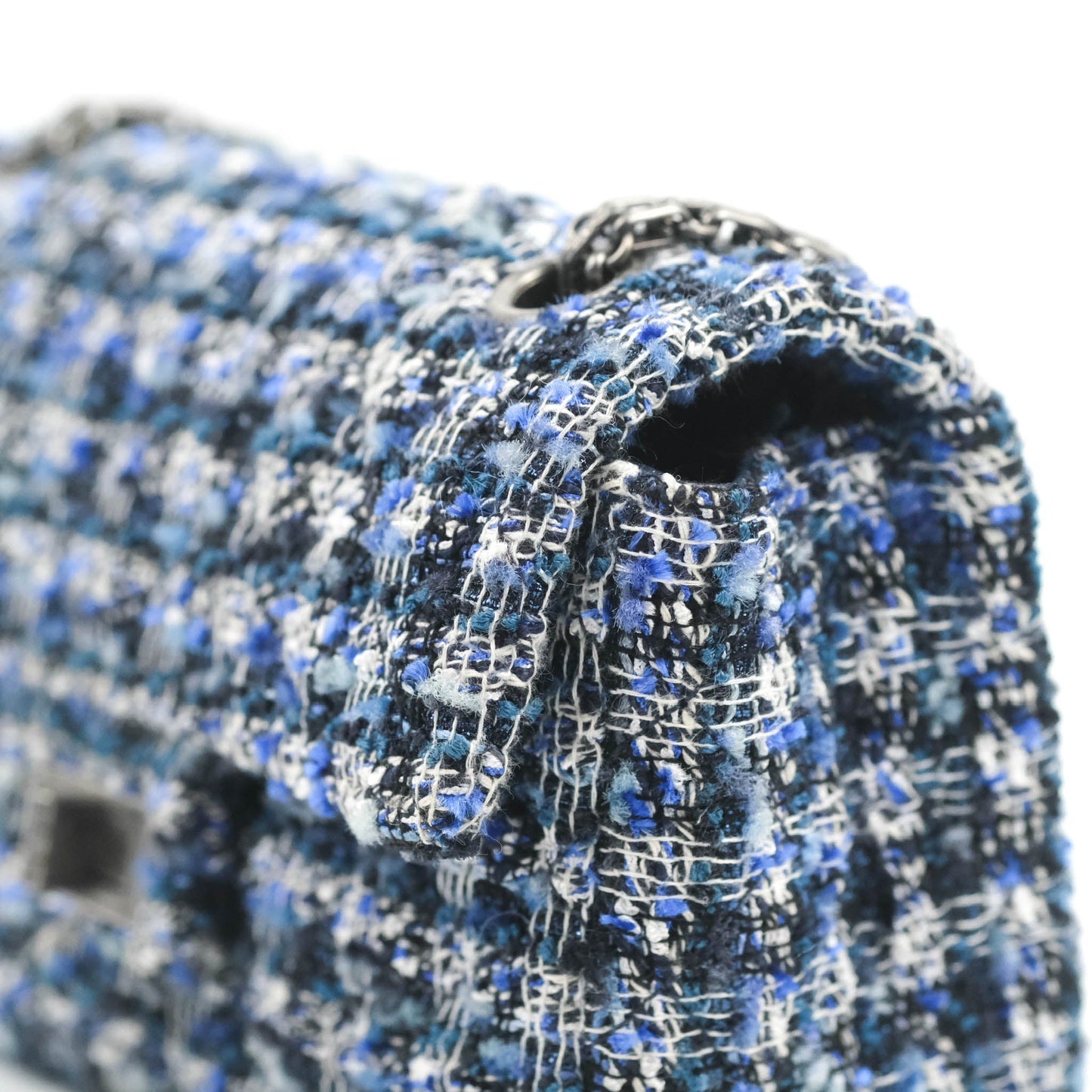 Chanel Mini Reissue 224 Blue Tweed Ruthenium Hardware
