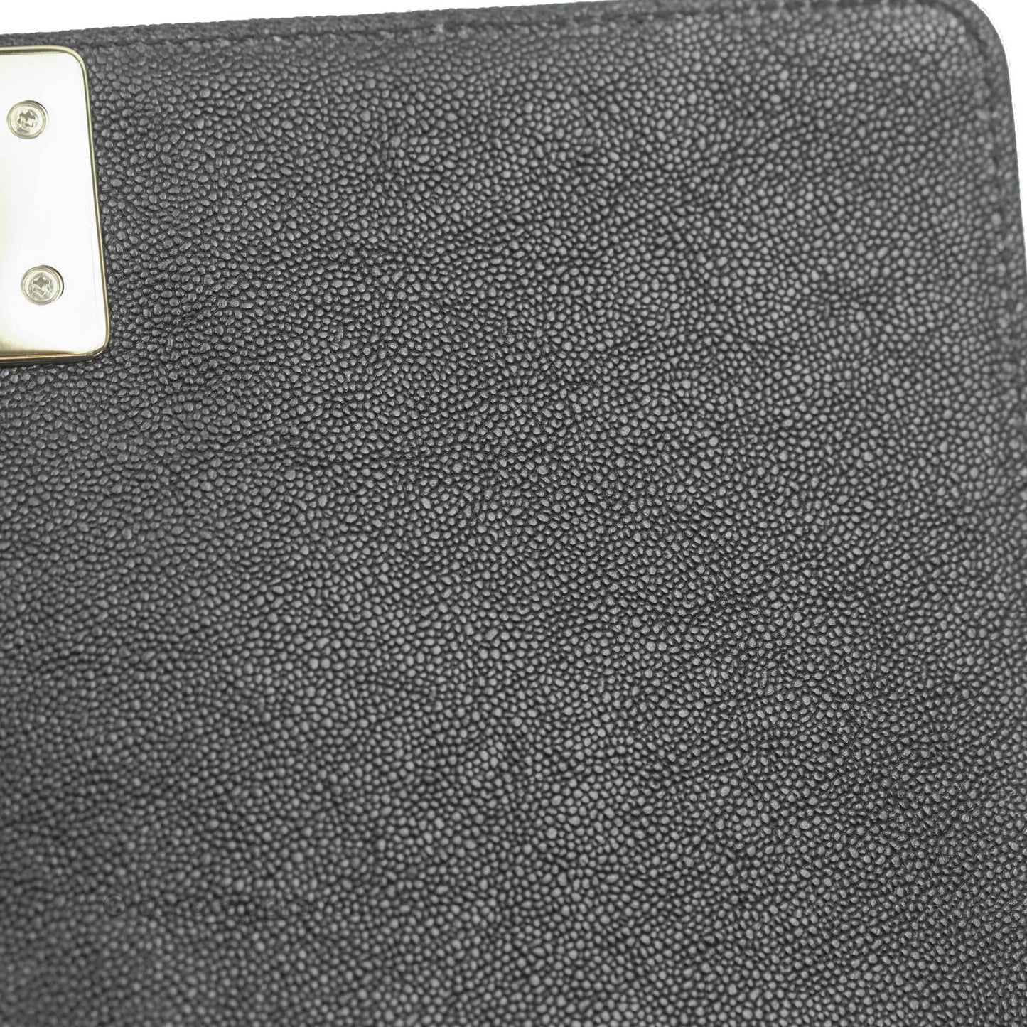 Chanel Chevron Medium Boy Black Grained Calfskin Gold Hardware