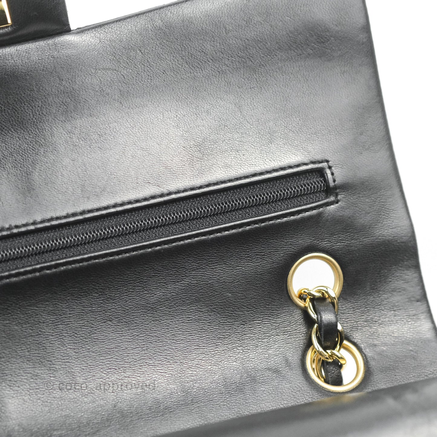 Chanel Classic M/L Medium Double Flap Black Lambskin Gold Hardware