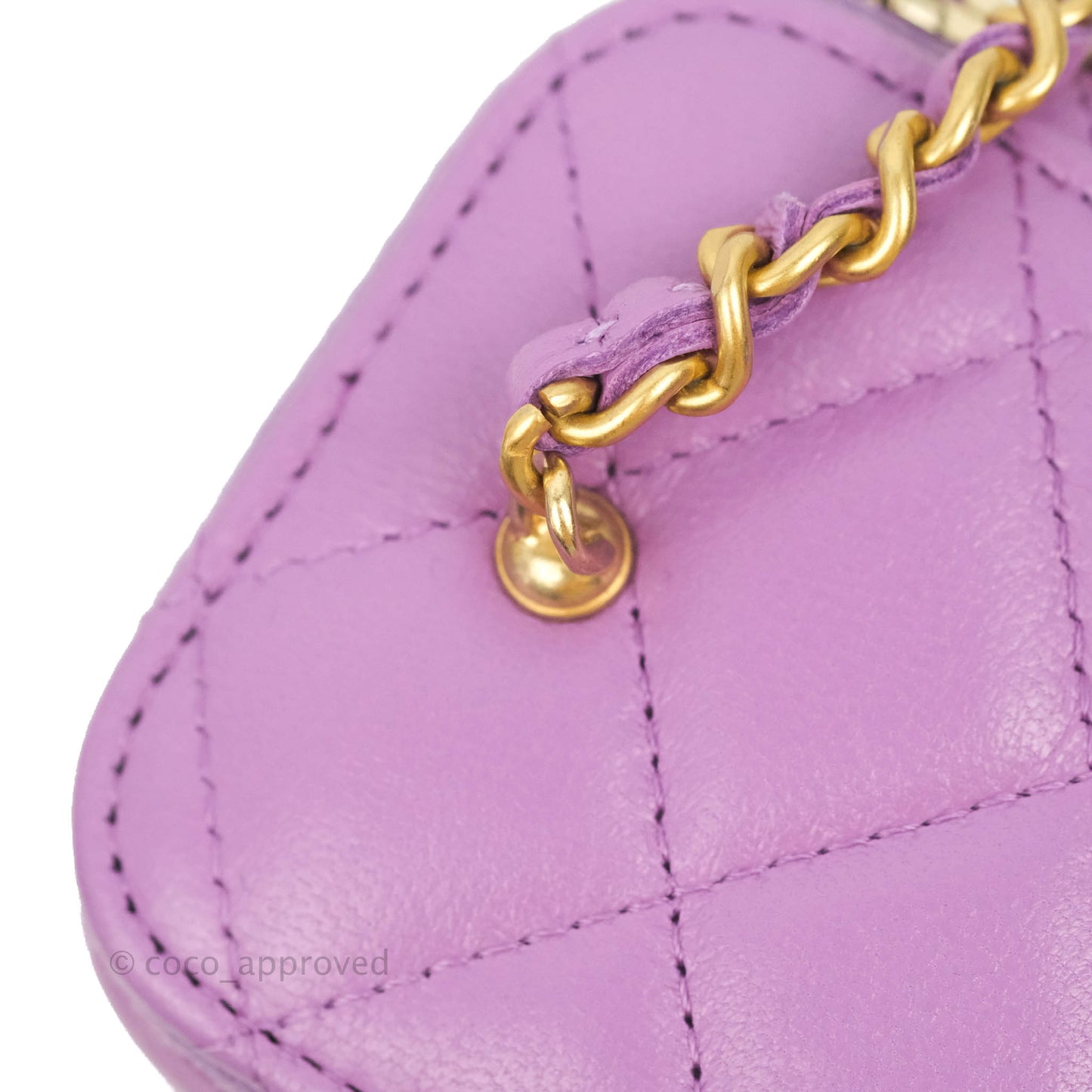 Chanel Classic Mini Pearl Crush Vanity With Chain Purple Lambskin Aged Gold Hardware