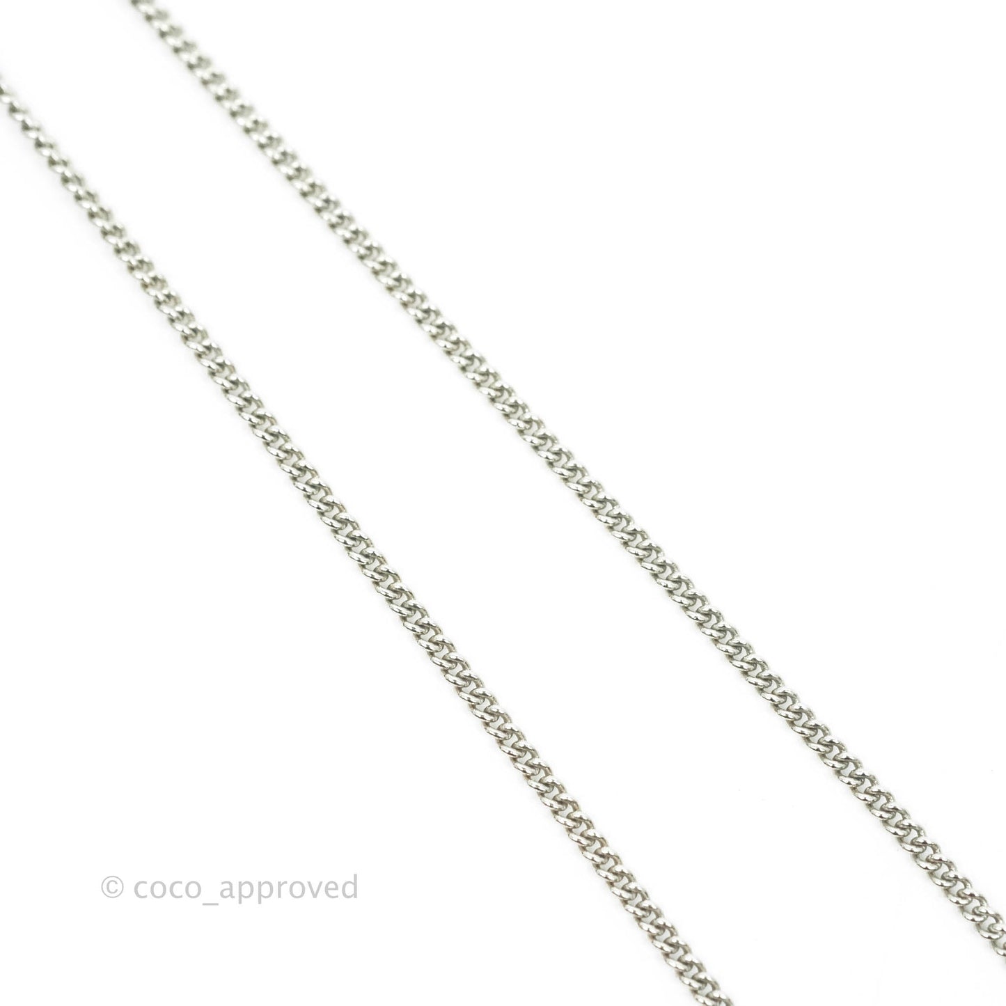 Chanel Ribbon Crystal Drop CC Necklace Silver Tone 18P