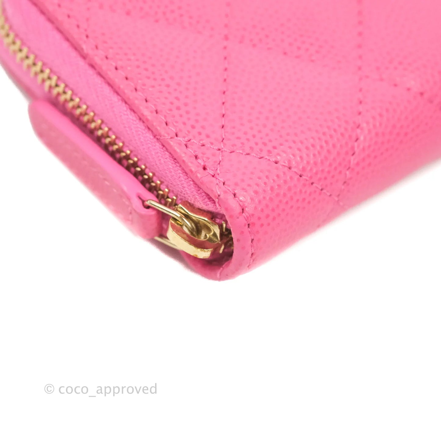 Chanel Classic Zipped Coin Purse Pink Caviar Gold Hardware