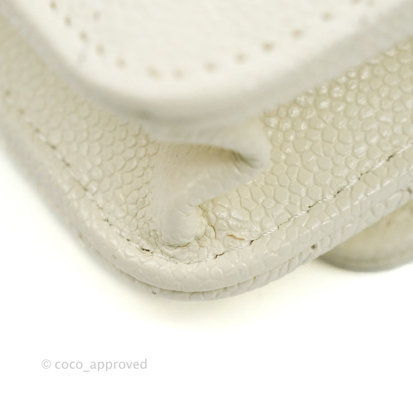 Chanel Quilted Wallet On Chain WOC Melody Ivory White Caviar Gold Hardware