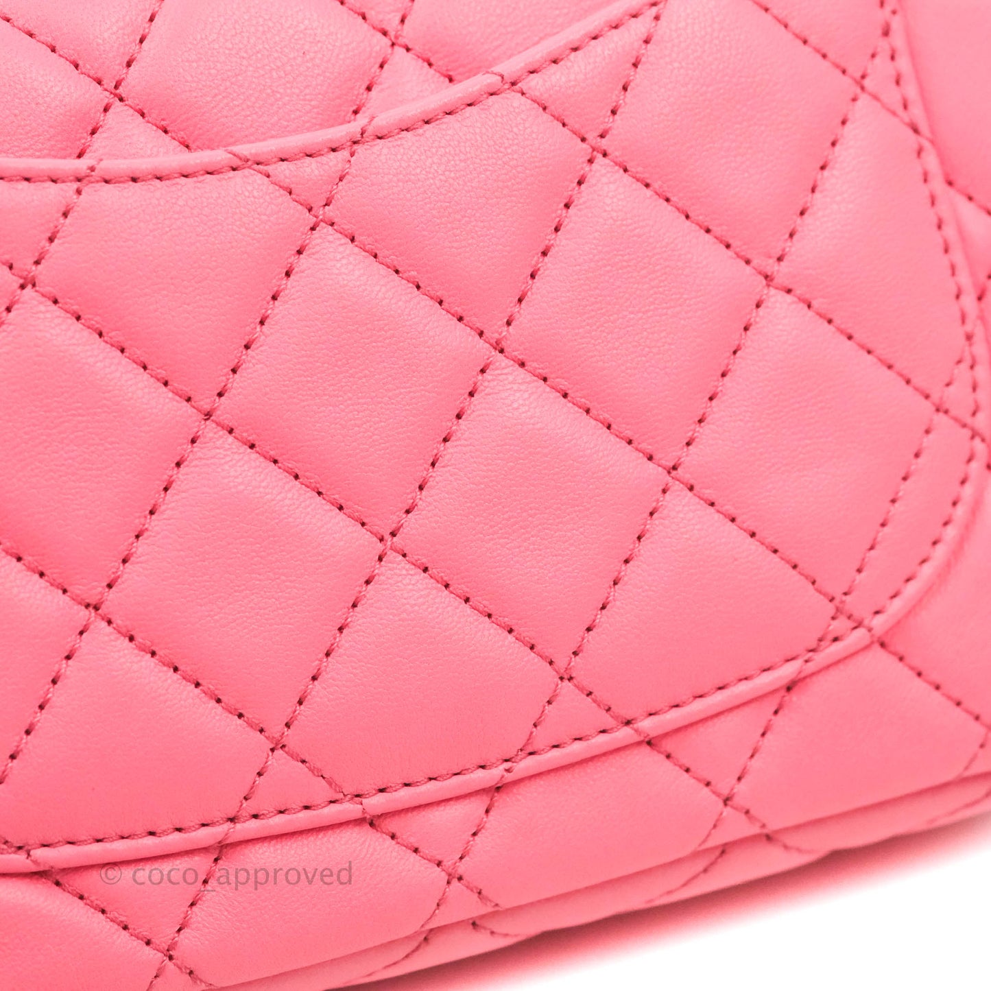 Chanel Mini Rectangular Pearl Crush Quilted Pink Lambskin Aged Gold Hardware