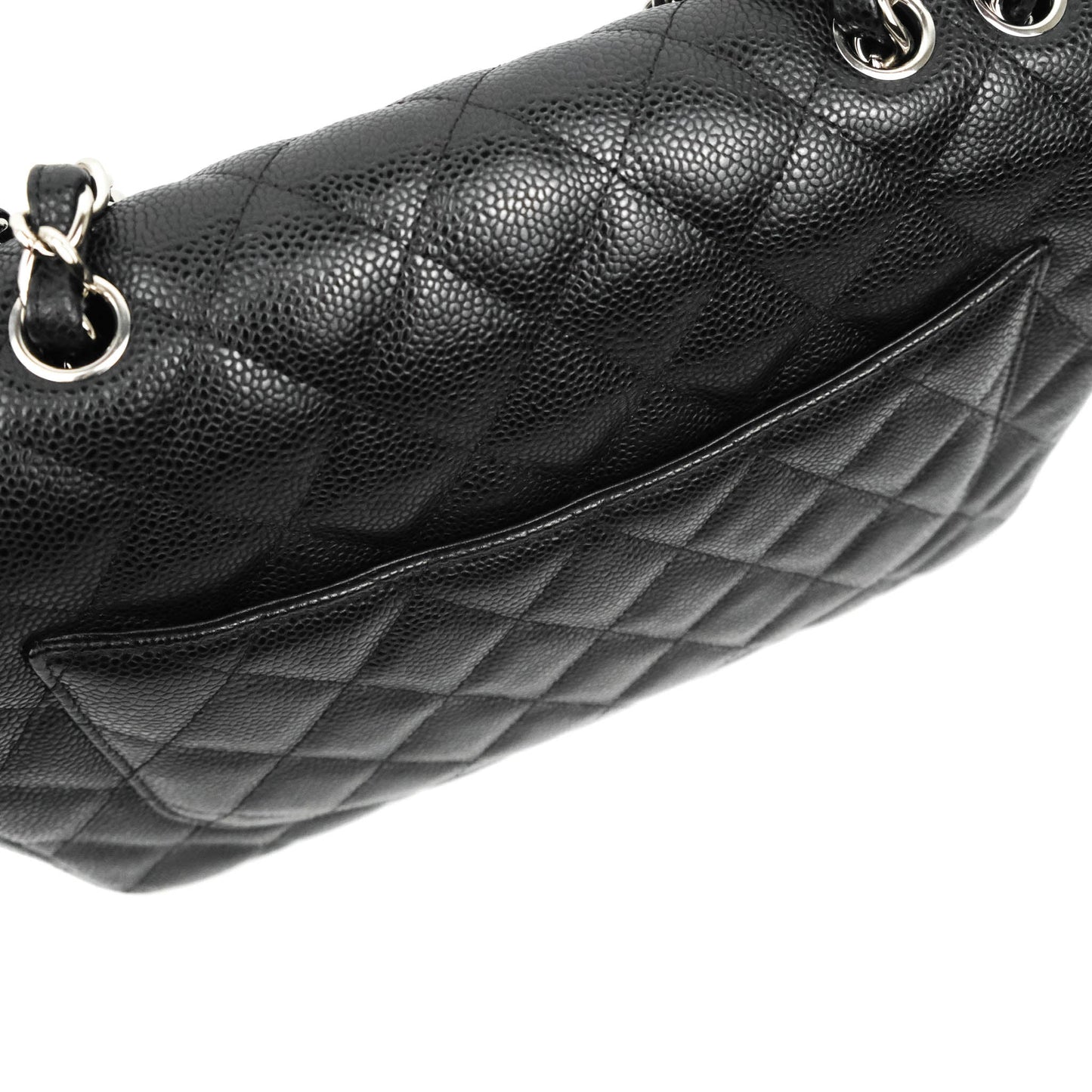 Chanel Jumbo Single Flap Black Caviar Silver Hardware