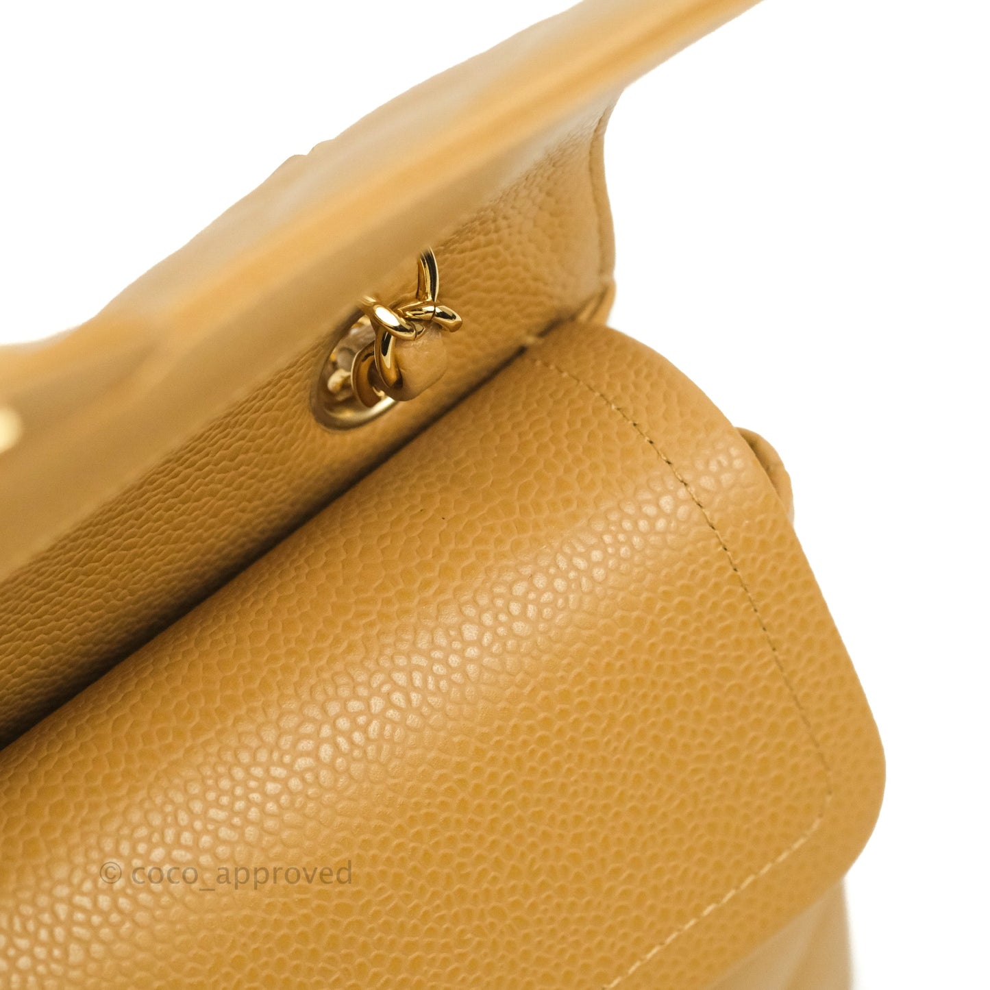 Chanel S/M Small Classic Quilted Flap Dark Beige Caviar 24K Gold Hardware