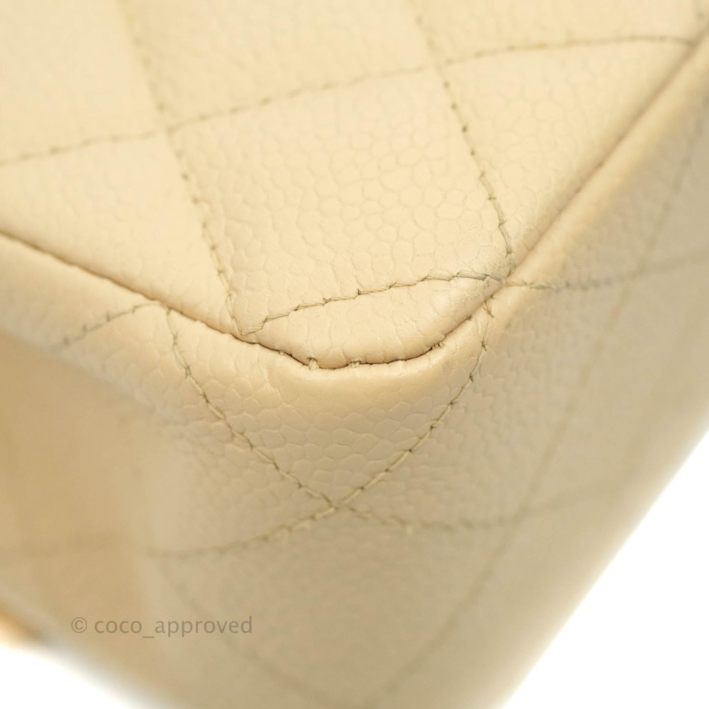 Chanel Classic Medium Flap Quilted Beige Caviar Gold Hardware