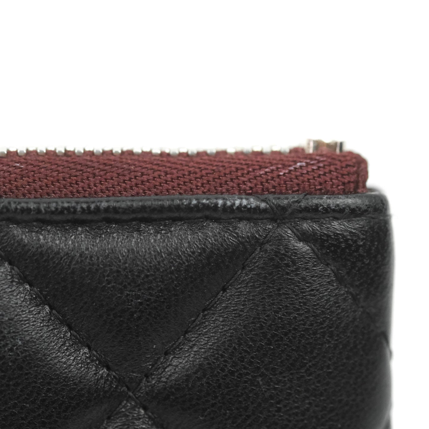 Chanel Quilted Mini O Case Black Lambskin Silver Hardware