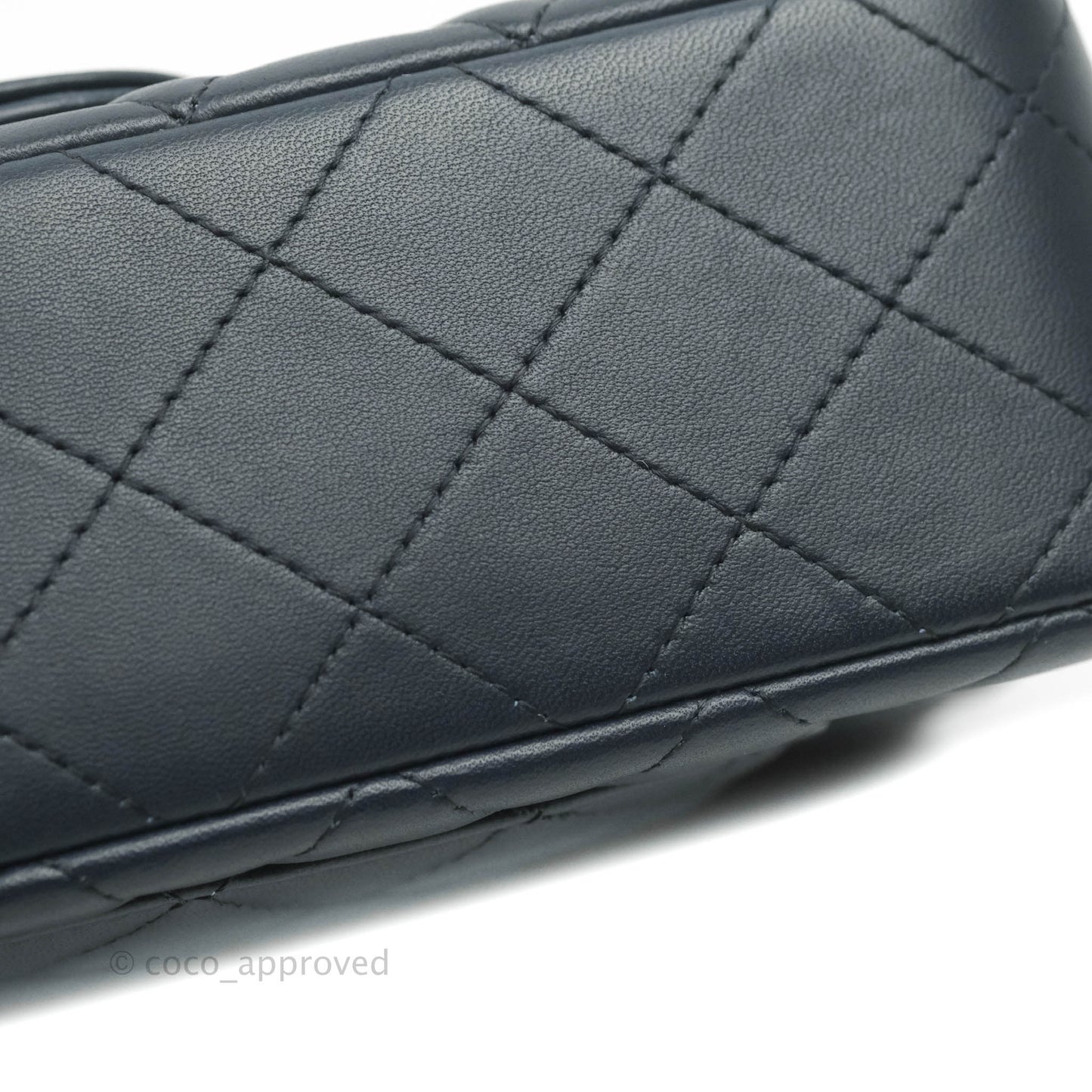 Chanel Quilted Mini Rectangular Flap Navy Lambskin Gold Hardware