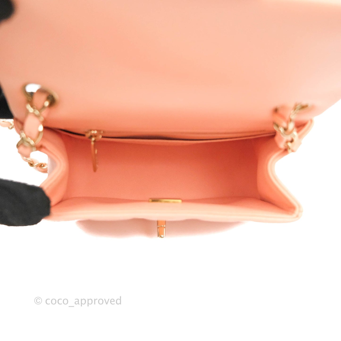 Chanel Quilted Mini Square Beige Pink Lambskin Gold Hardware