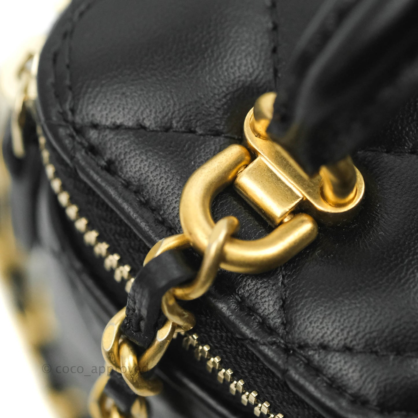 Chanel Mini Top Handle Vanity With Chain Black Lambskin Gold Hardware