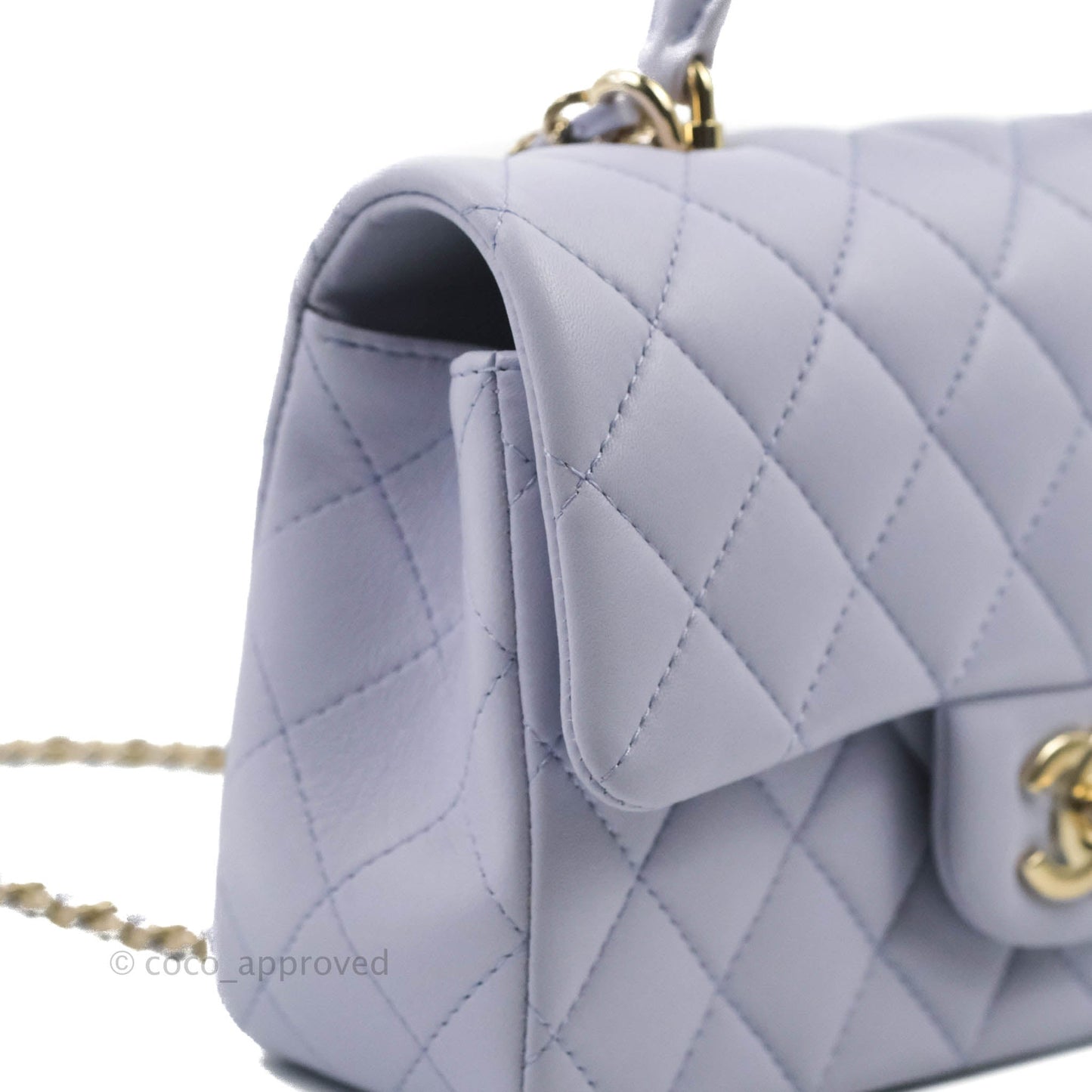 Chanel Top Handle Mini Rectangular Flap Bag Lilac Lambskin Gold Hardware