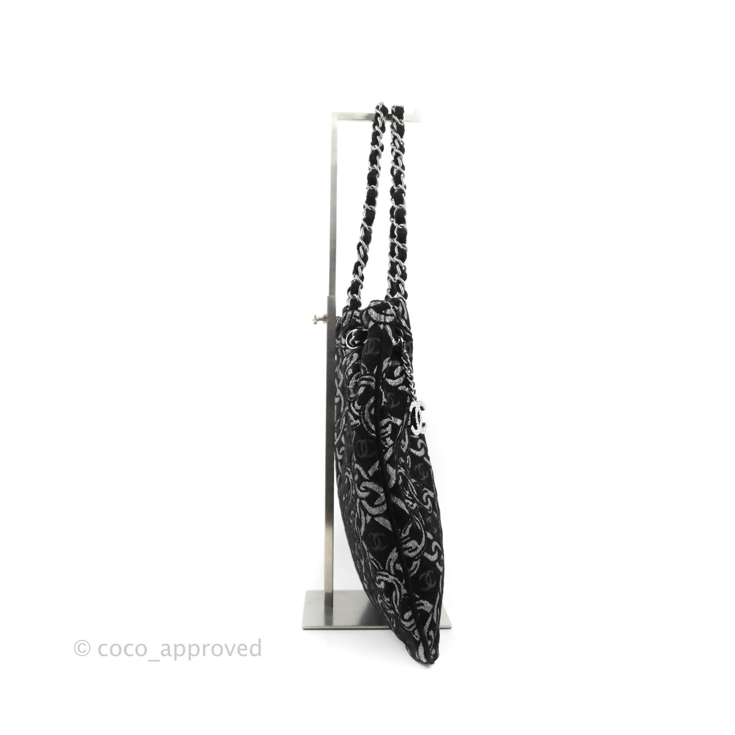 Chanel CC Chain Print Tote Bag Black/Silver Fabric Gun Metal
