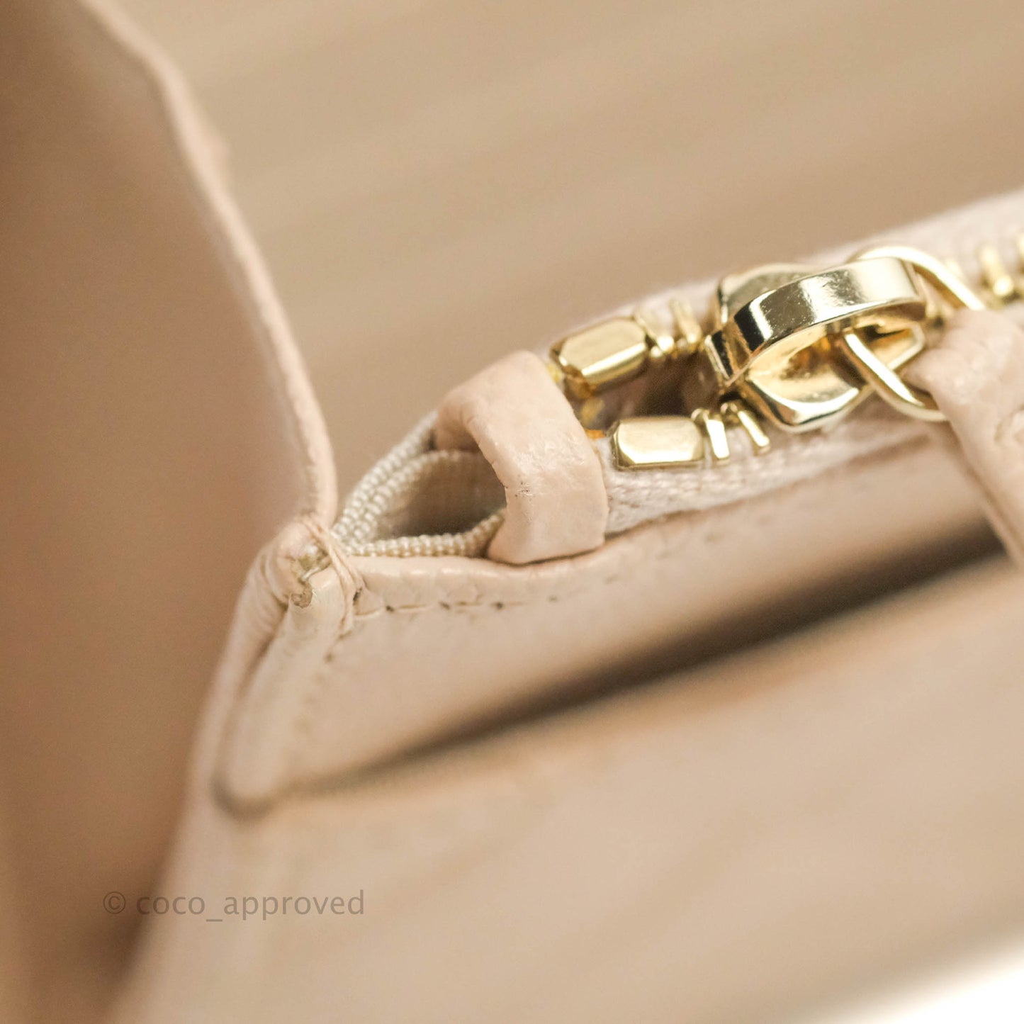 Chanel Quilted Golden Class Wallet on Chain WOC Light Beige Caviar Gold Hardware