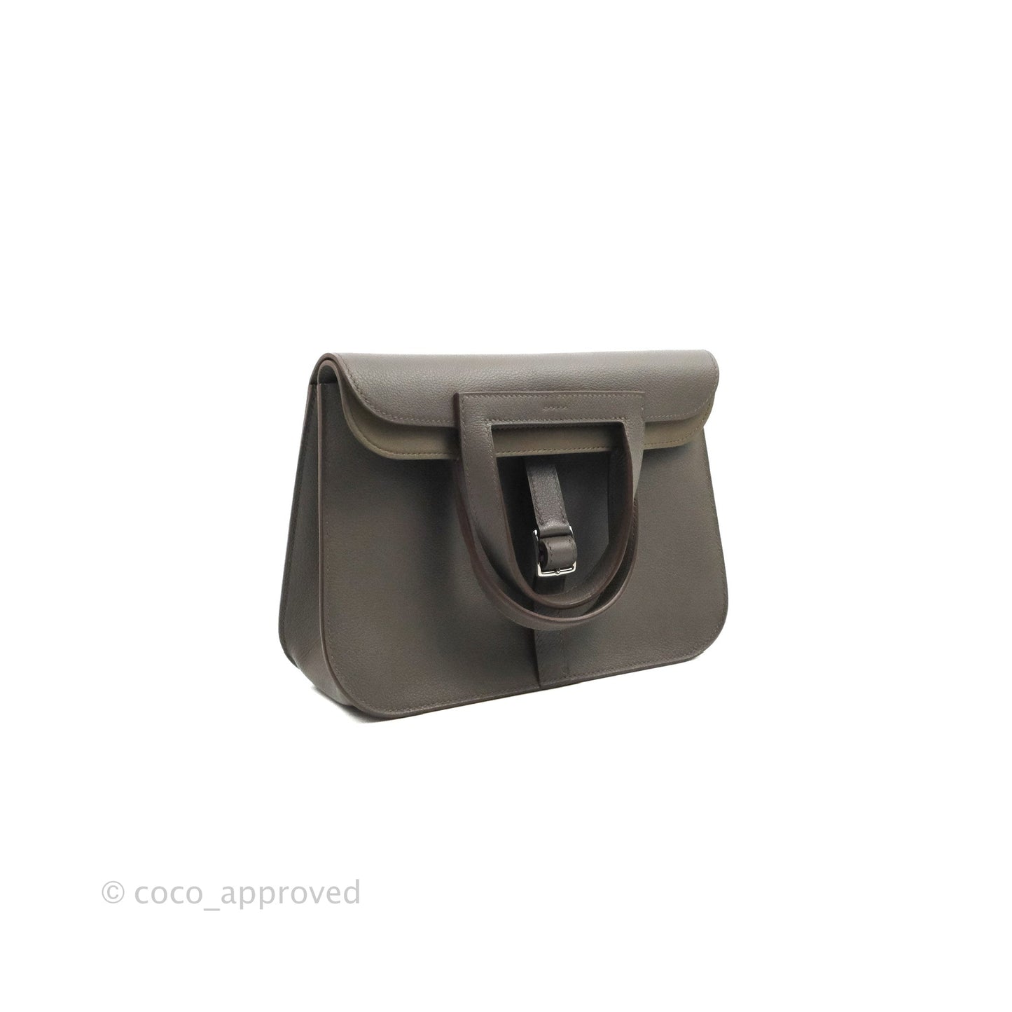 Hermès Halzan 25 Gris Etain Evercolor Palladium Hardware