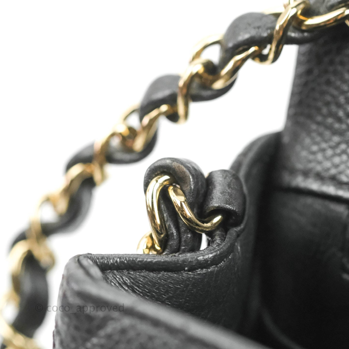 Chanel Quilted Mini Square Flap Bag Pearly Black Caviar Gold Hardware