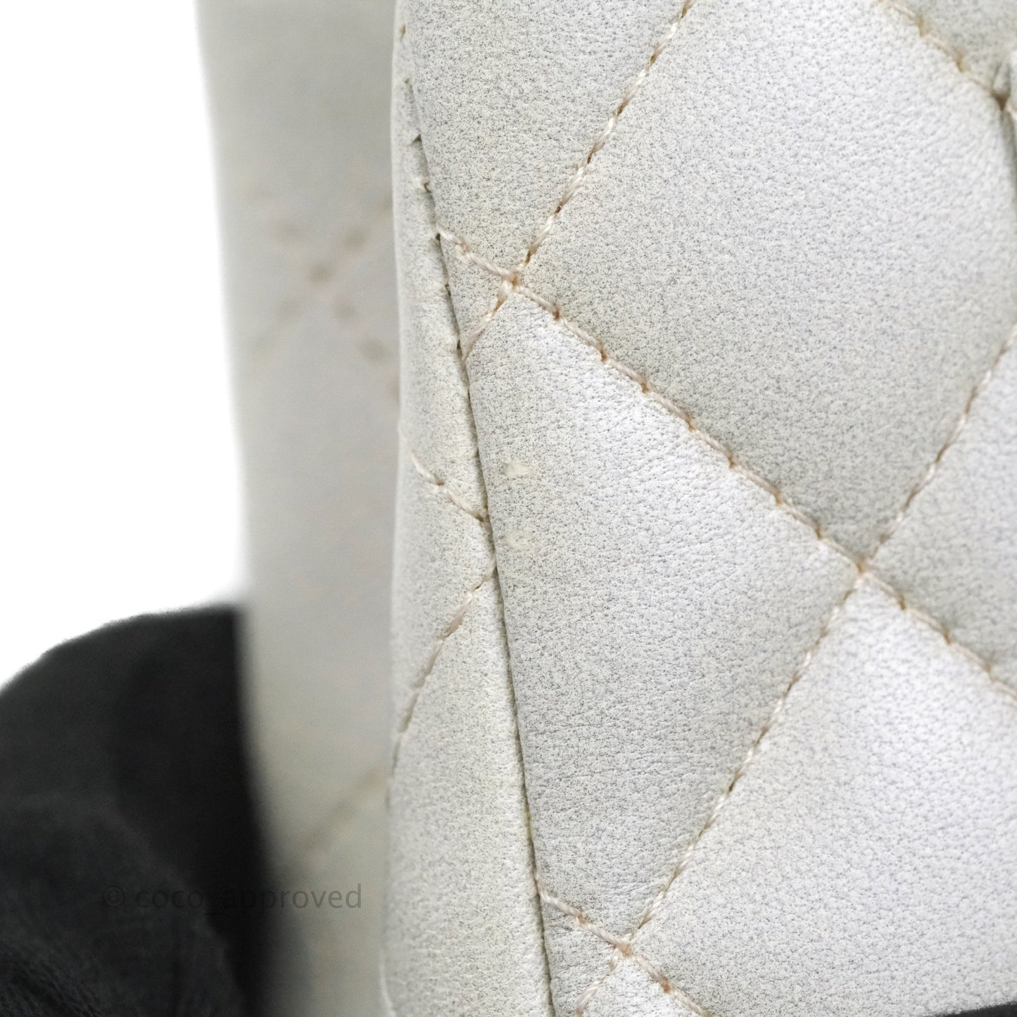 Chanel Top Handle Mini Rectangular Flap Bag Iridescent White Lambskin Aged Gold Hardware