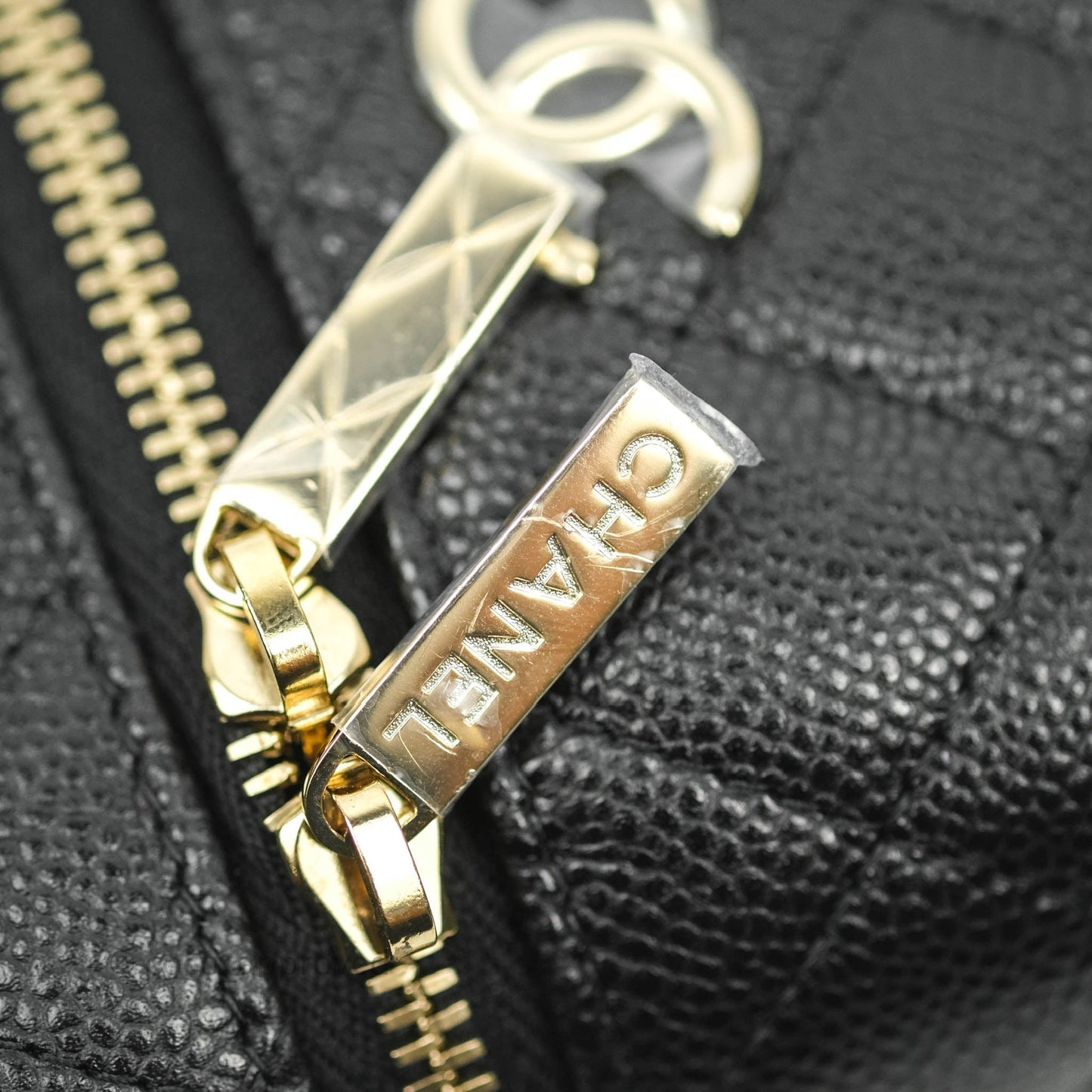 Chanel Quilted Small Handle With Care Vanity Case With Chain Black Caviar Gold Hardware