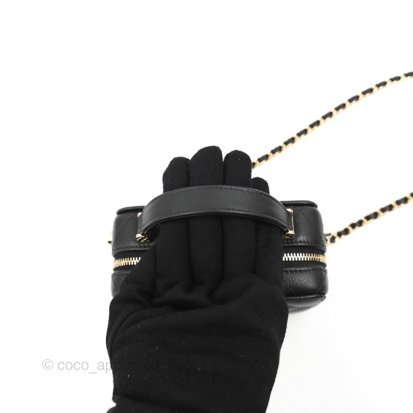Chanel Vanity Handle With Chain Black Caviar Gold Hardware 22P