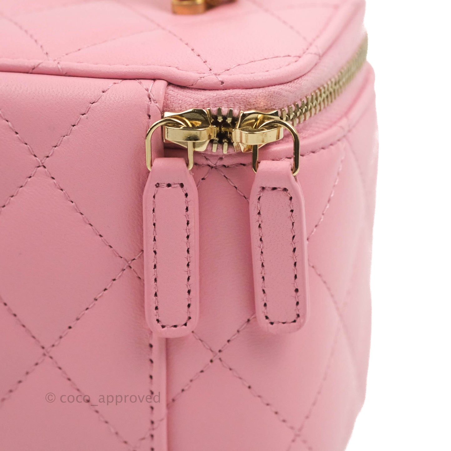 Chanel Vanity Rectangular with Top Handle Pick Me Up Pink Lambskin Aged Gold Hardware 22S