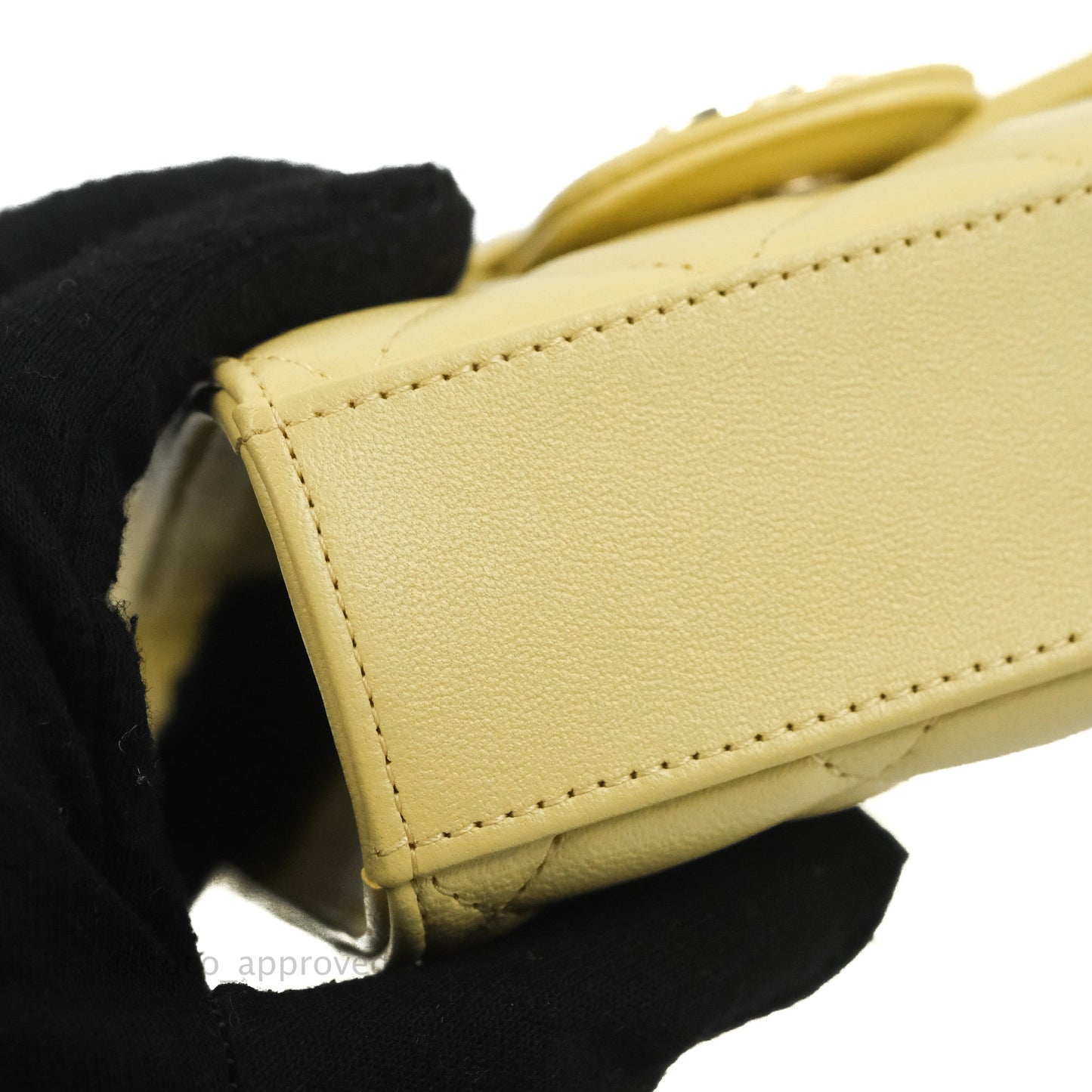 Chanel Mini Handle Clutch With Chain Yellow Lambskin Gold Hardware