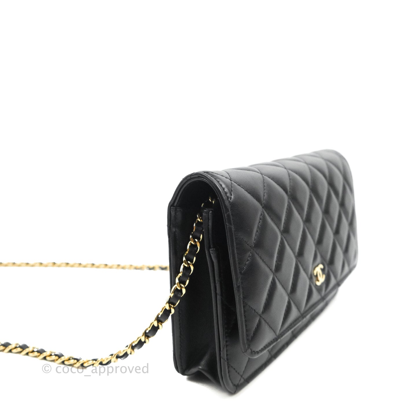 Chanel Quilted Classic Wallet on Chain WOC Black Lambskin Gold Hardware