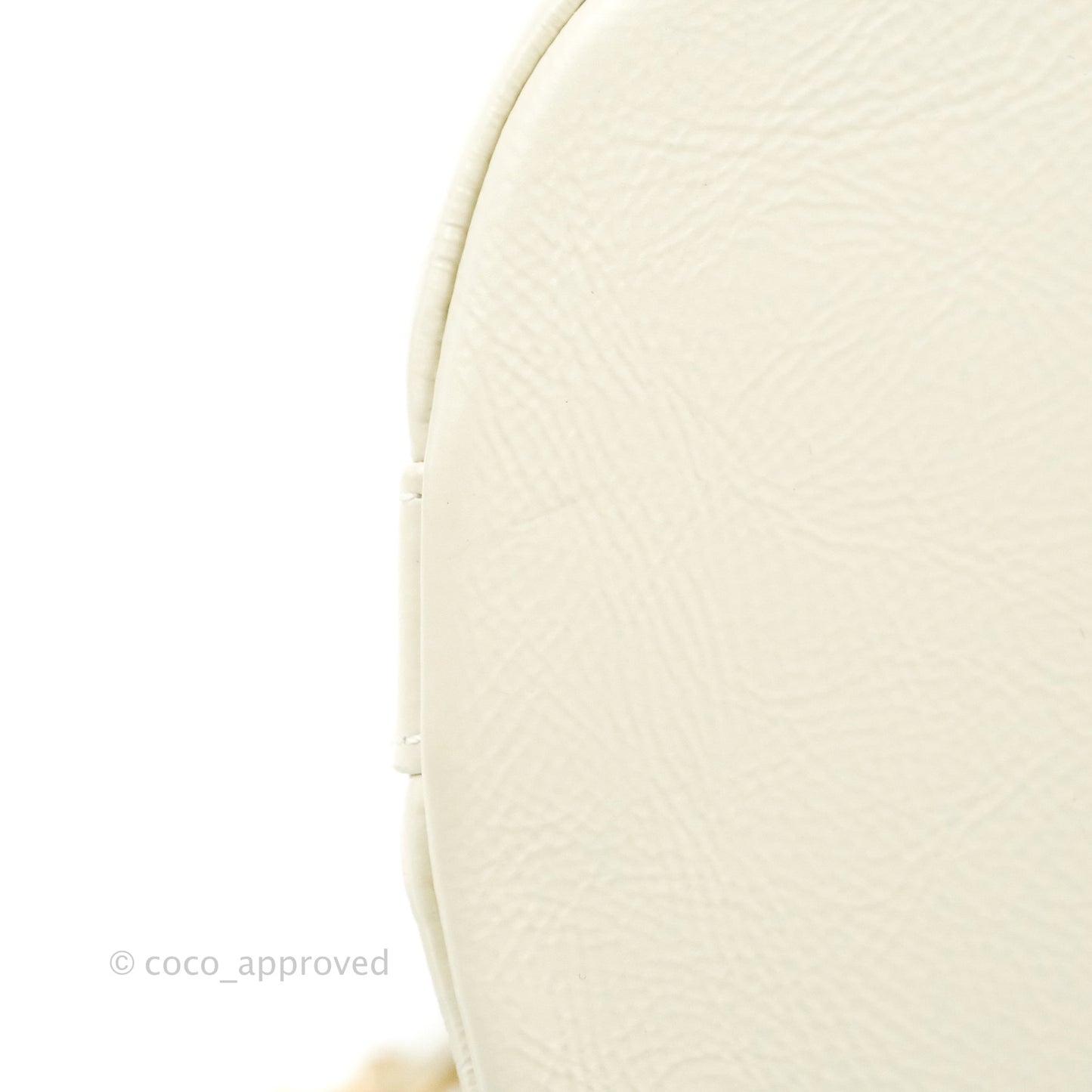 Chanel CC Small Drawstring Bucket Bag White Calfskin Aged Gold Hardware