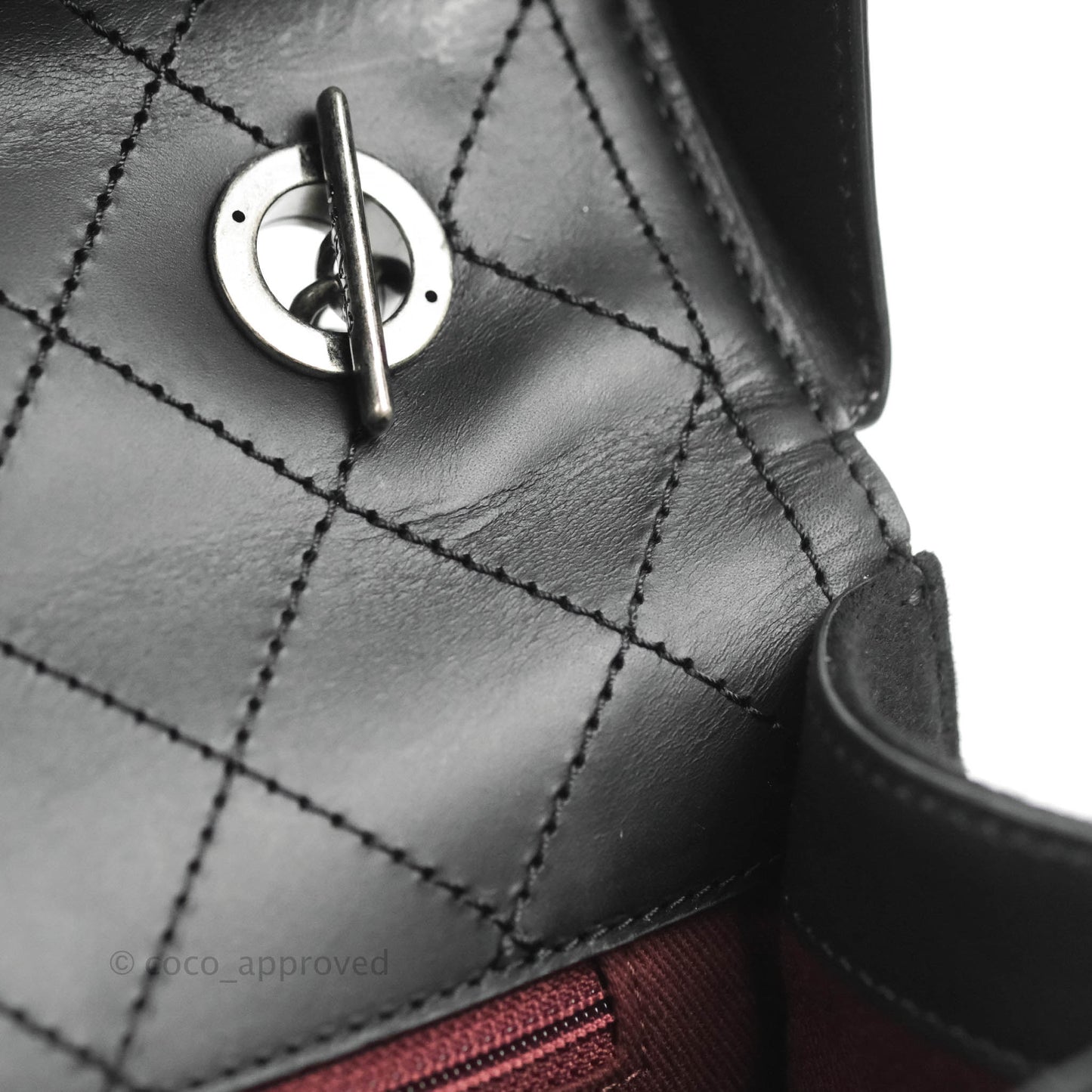 Chanel Quilted CC Top Handle with Chain Dark Navy Fabric Ruthenium Hardware 15P
