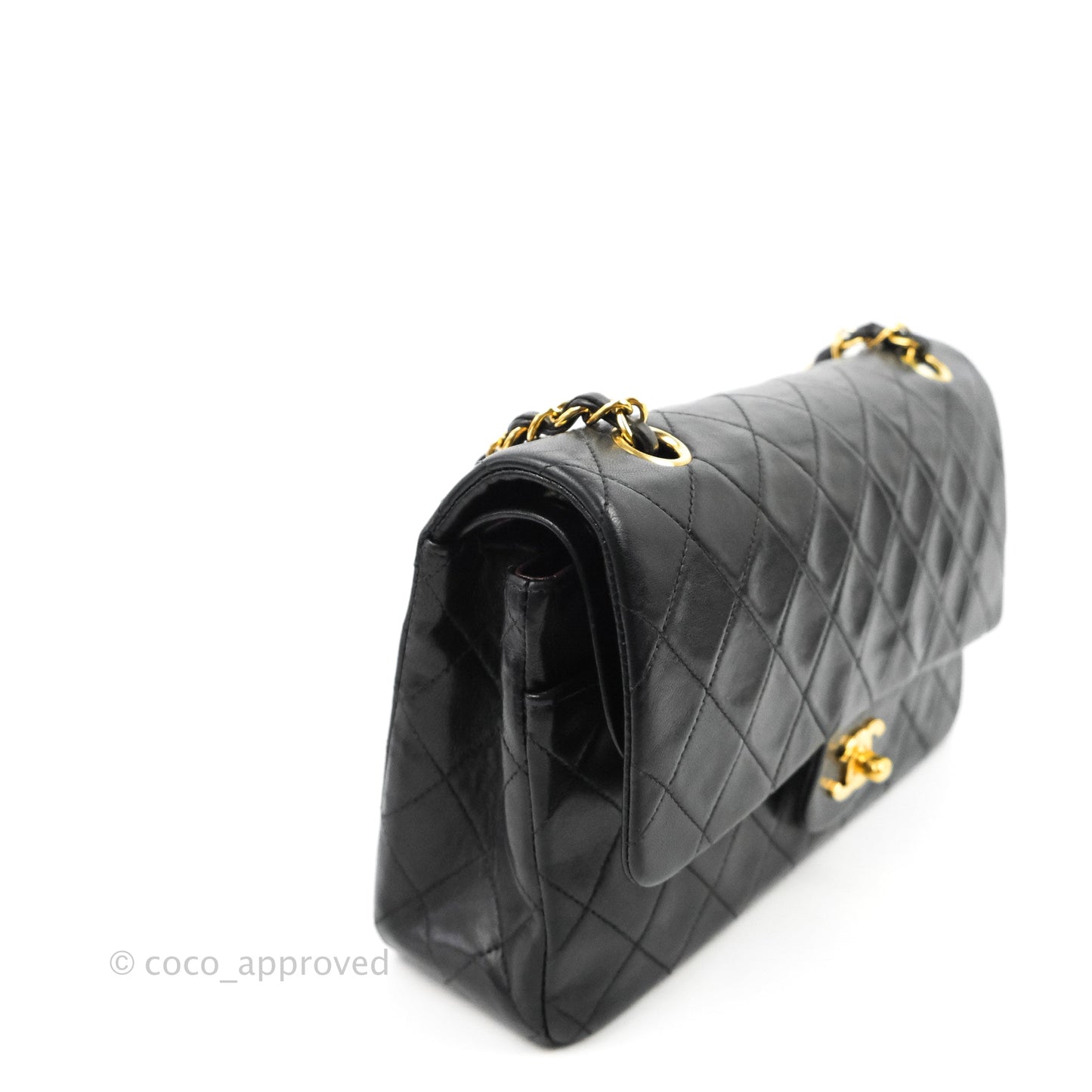 Chanel Classic Vintage Medium Flap Black Lambskin 24K Gold Hardware