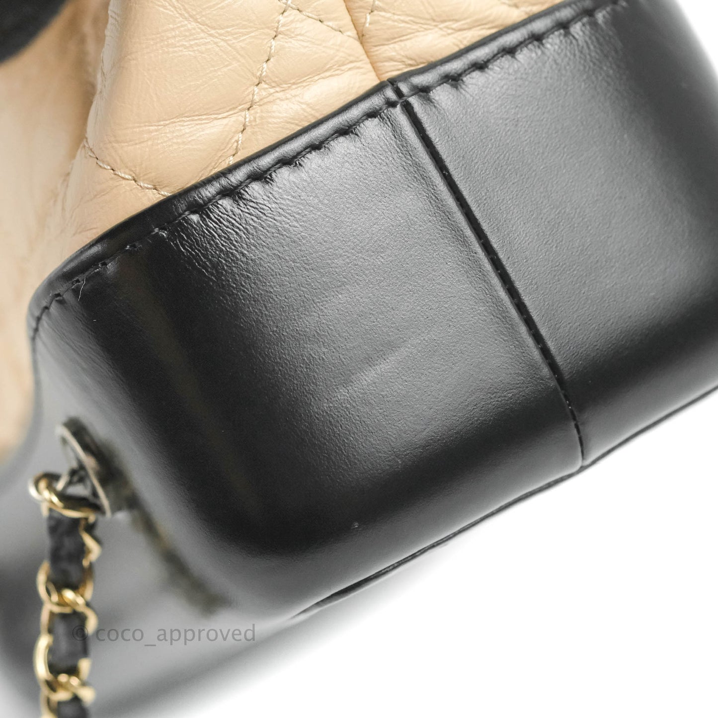 Chanel Small Gabrielle Backpack Beige Black Aged Calfskin