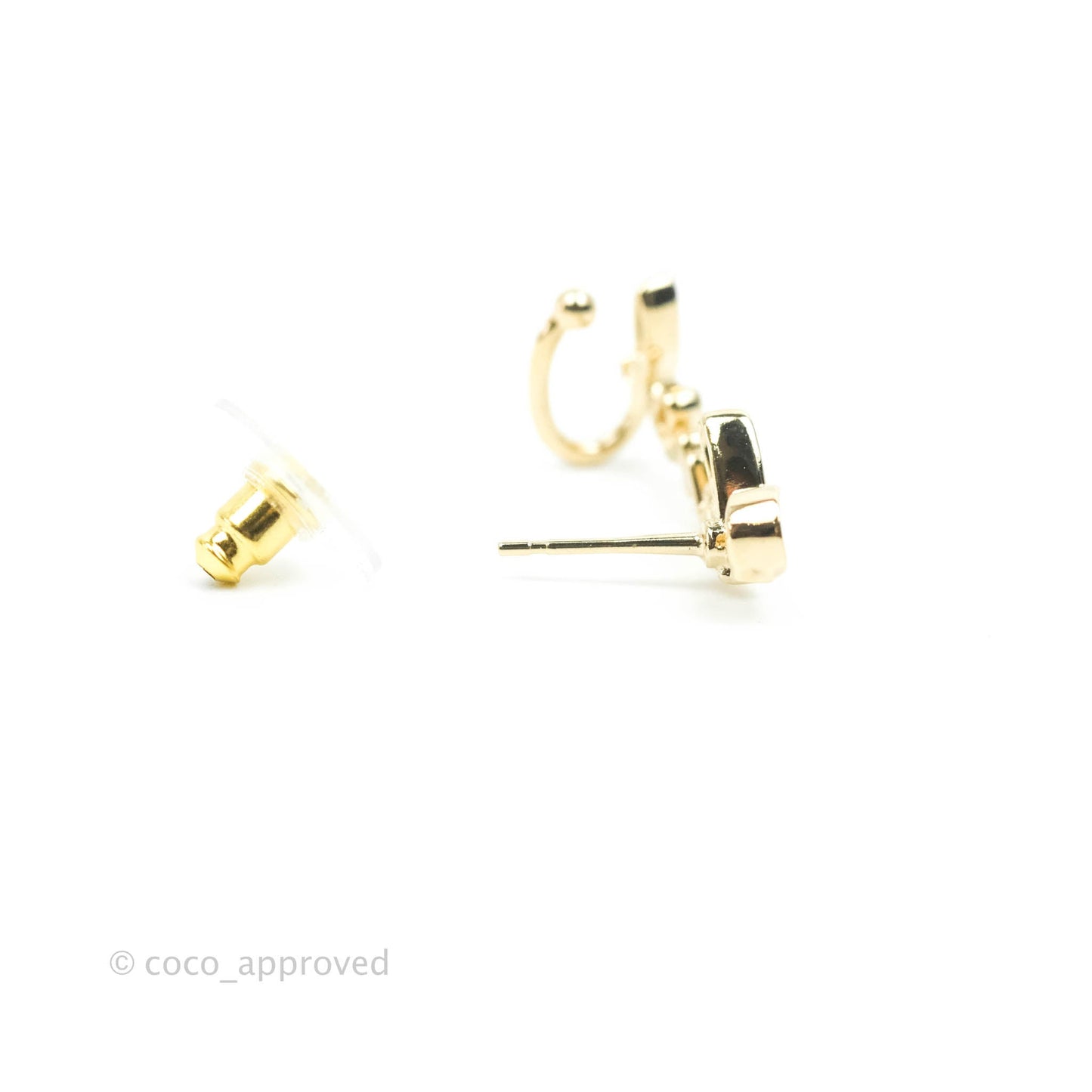 Chanel CC Coco Crystal Earrings Ear Clip Gold Tone 22P