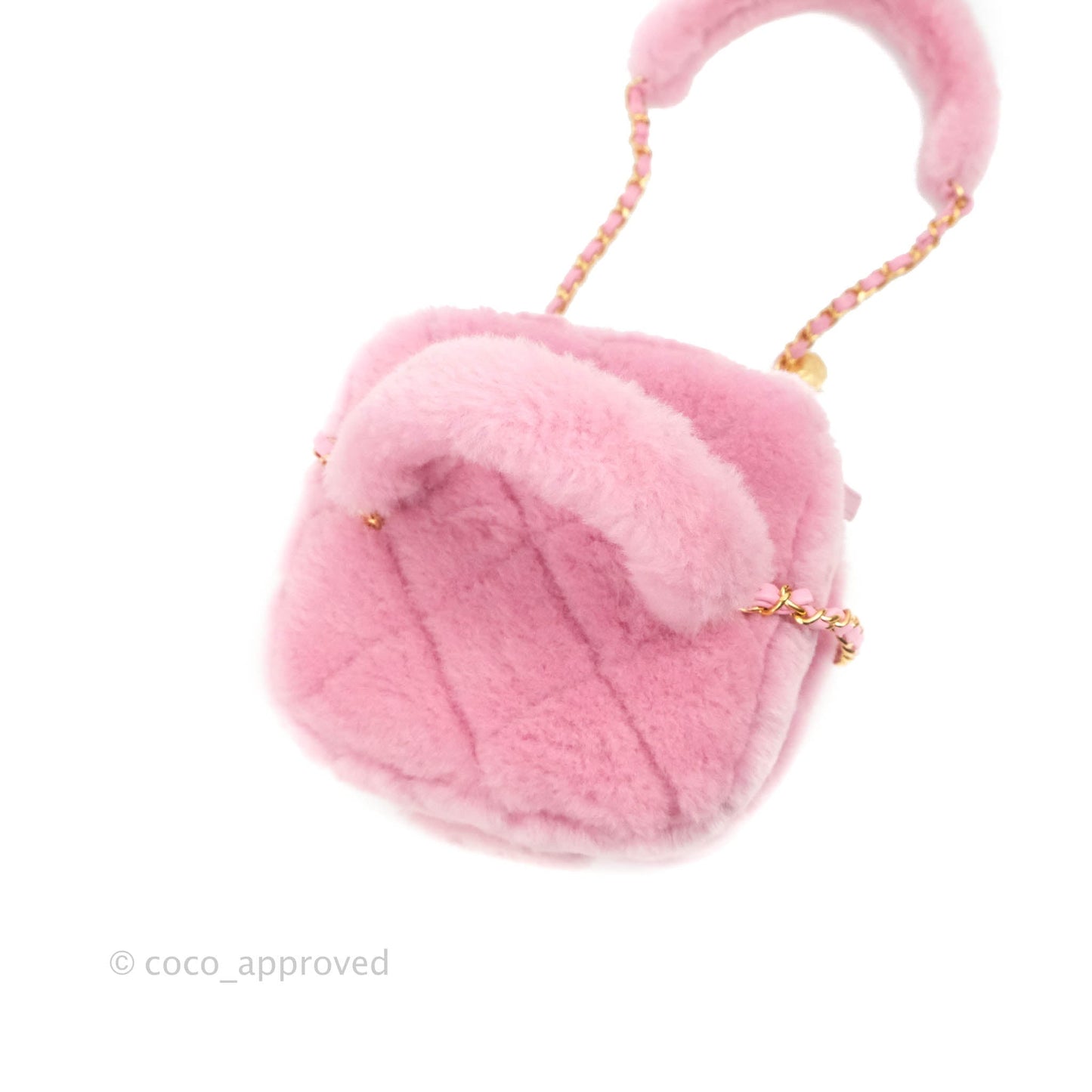 Chanel Small Vanity Case Pink Shearling Lambskin Gold Hardware 22A