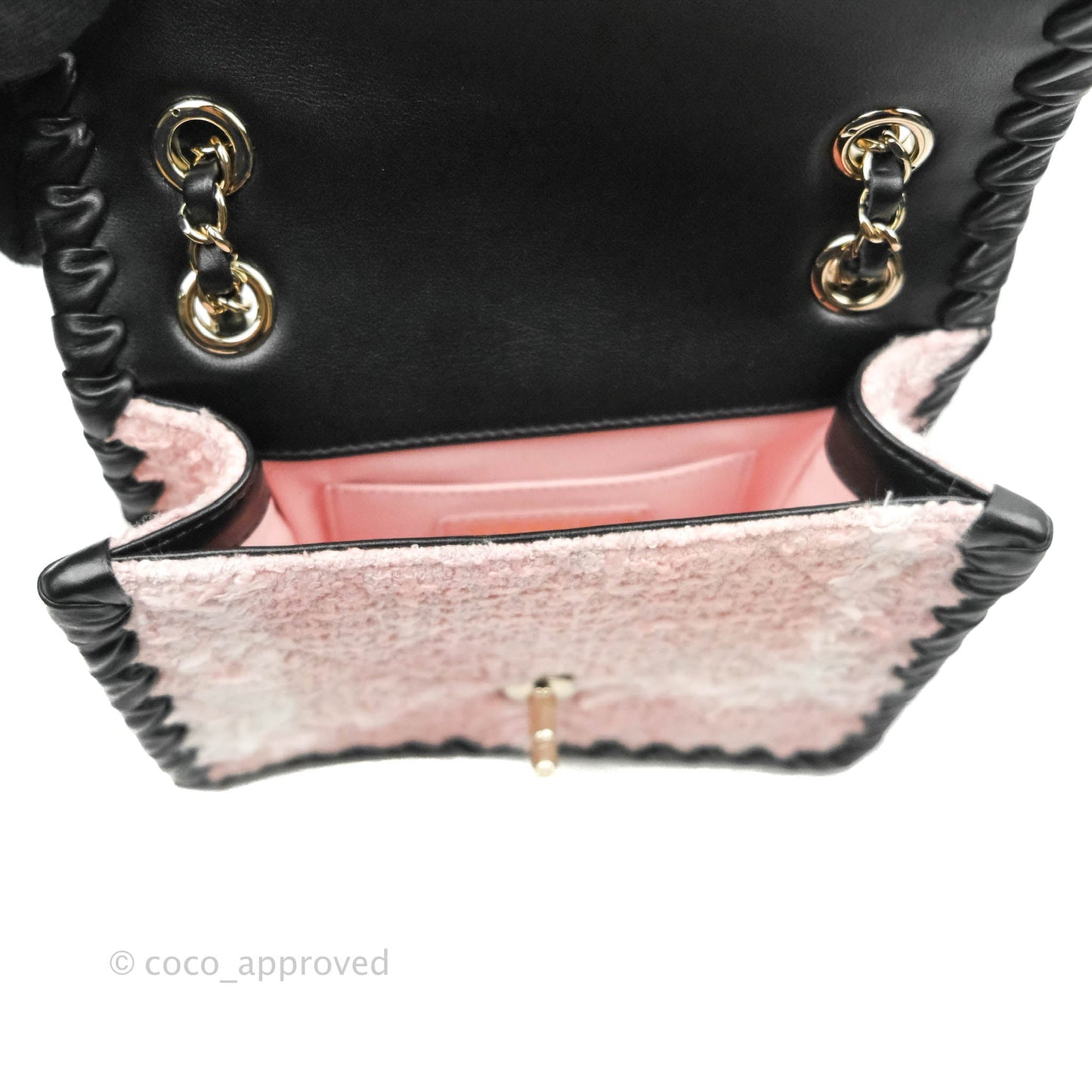 Chanel Mini My Own Frame Flap Pink White Tweed Braided Calfskin 22S