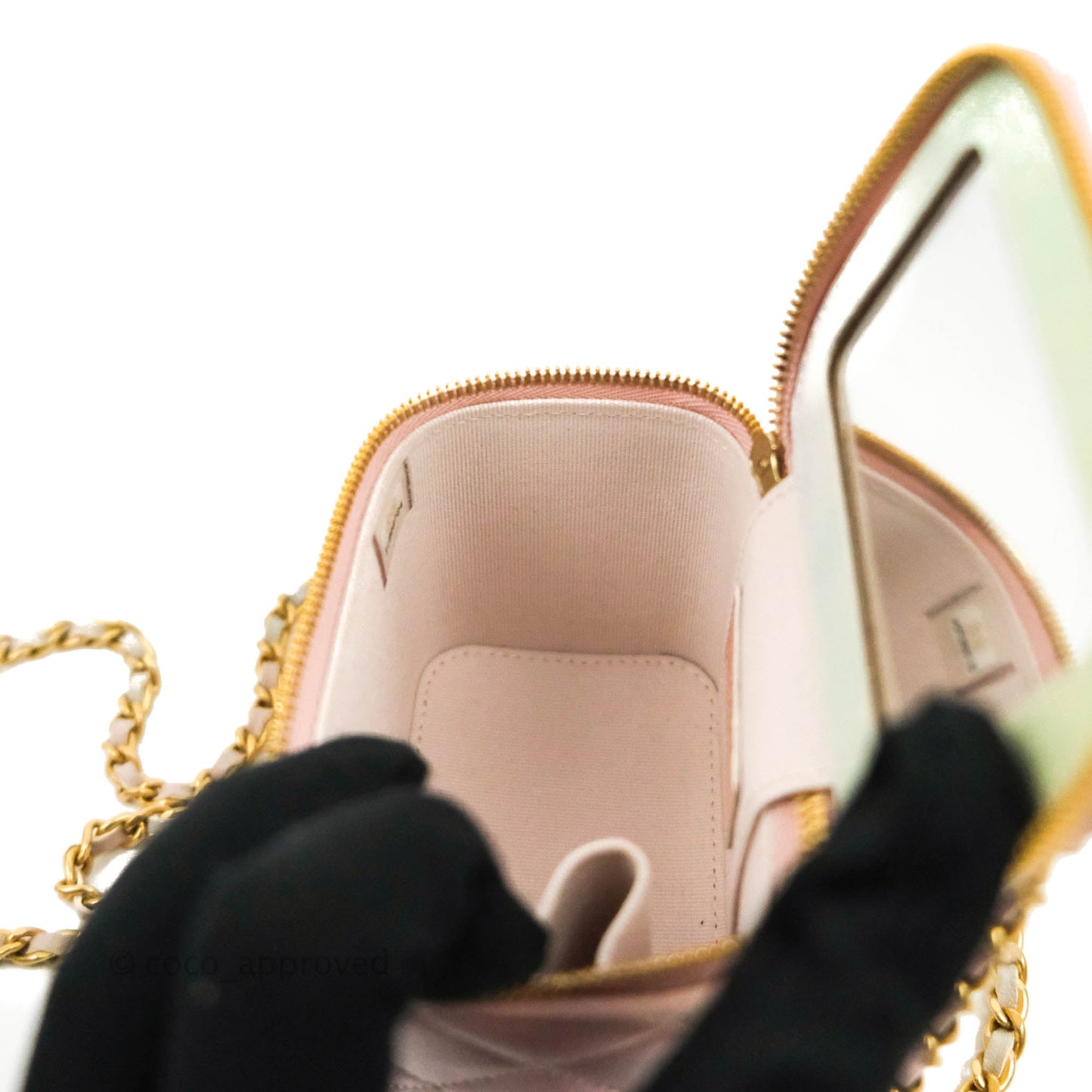Chanel Mini Top Handle Vanity With Chain Rainbow Lambskin Aged Gold Hardware