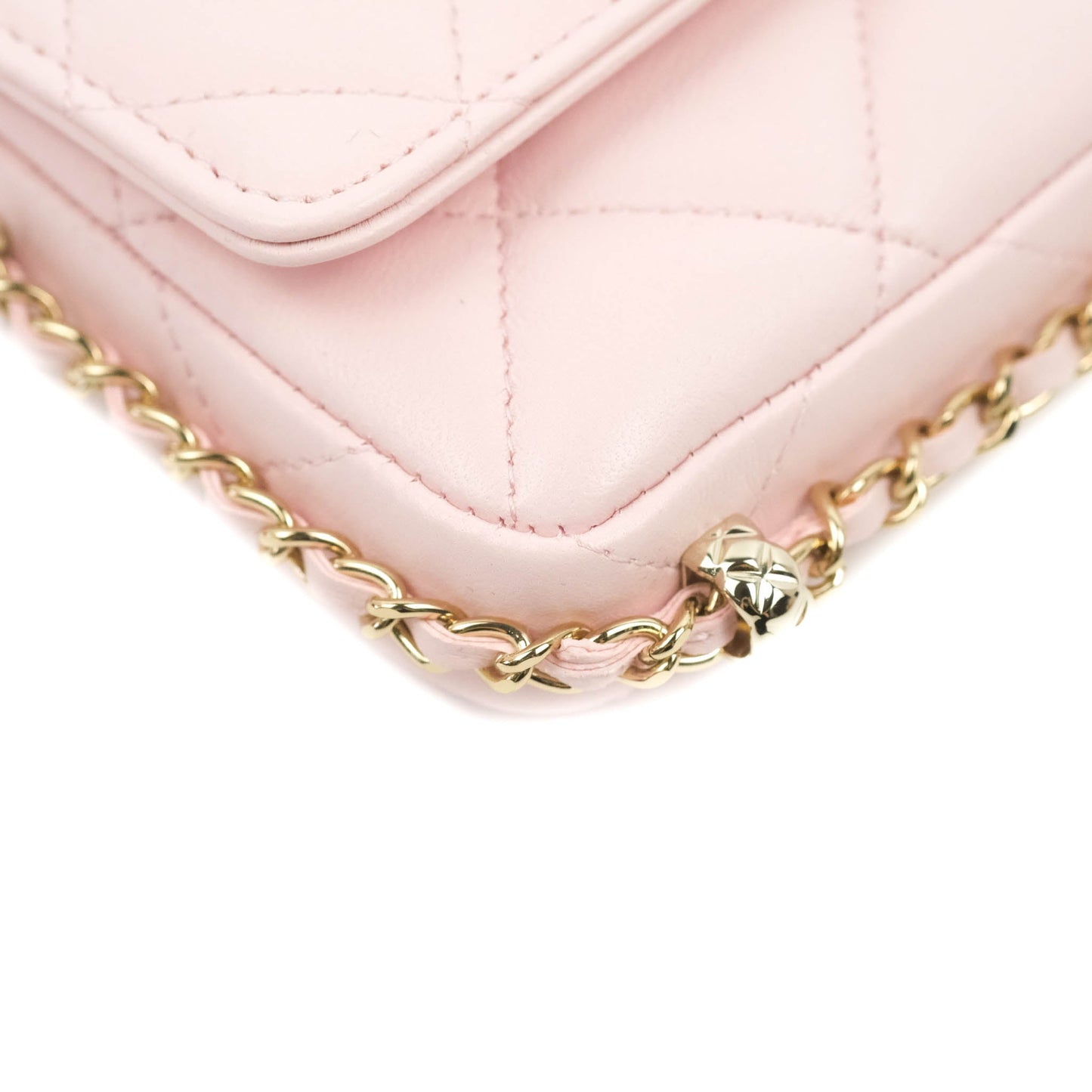 Chanel Mini Clutch With Chain Pink Lambskin Gold Hardware