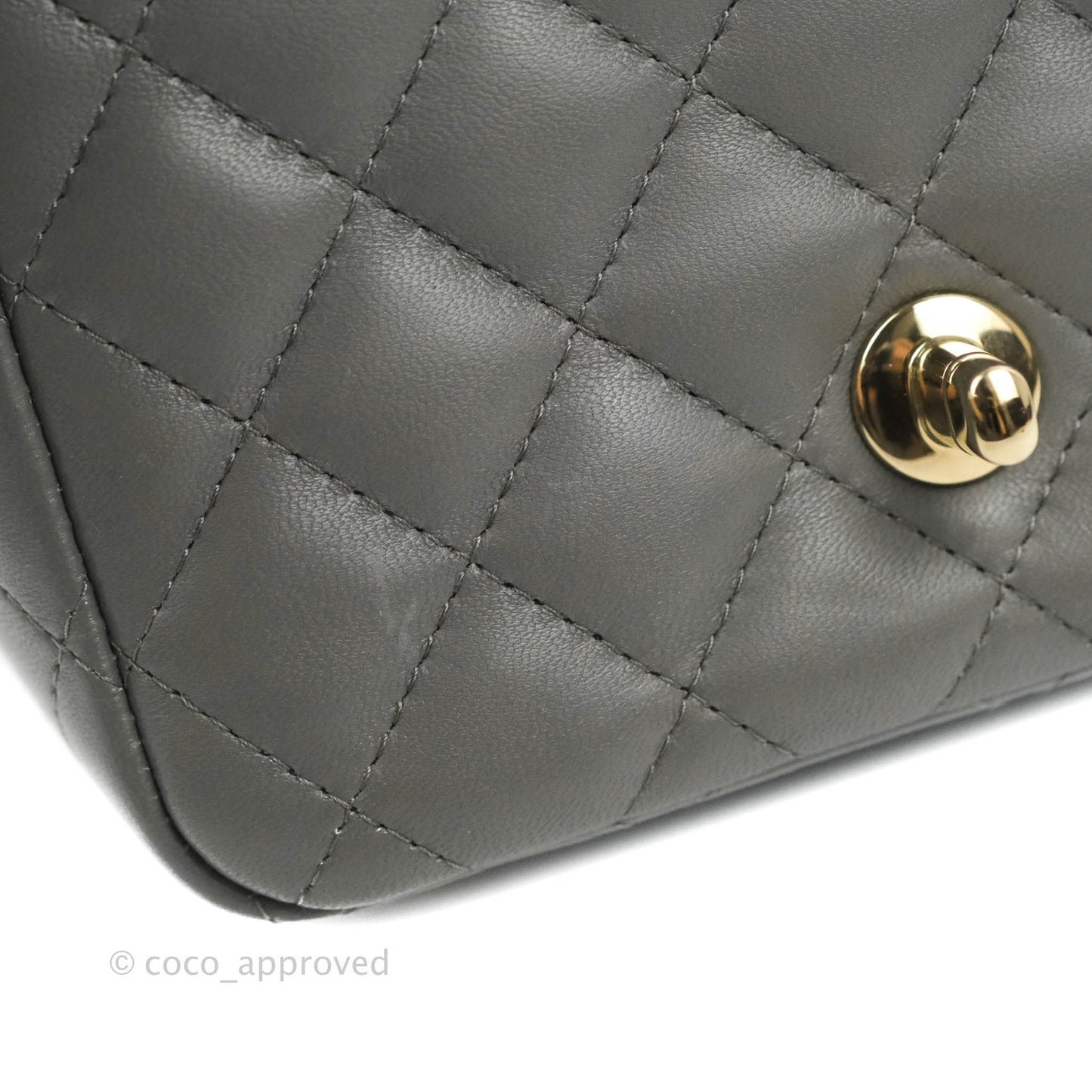 Chanel Quilted Mini Square Grey Lambskin Gold Hardware
