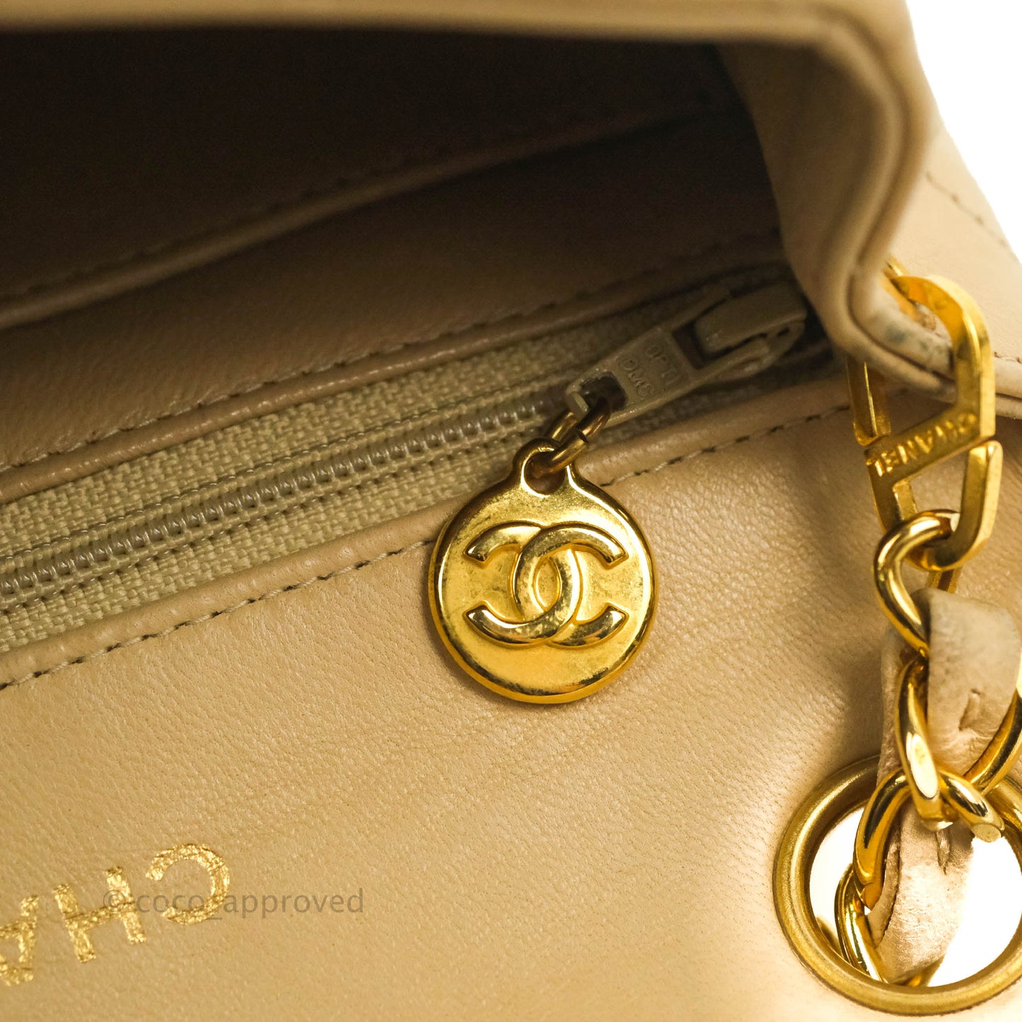 Chanel Vintage Mini Square Beige Lambskin 24K Gold Hardware