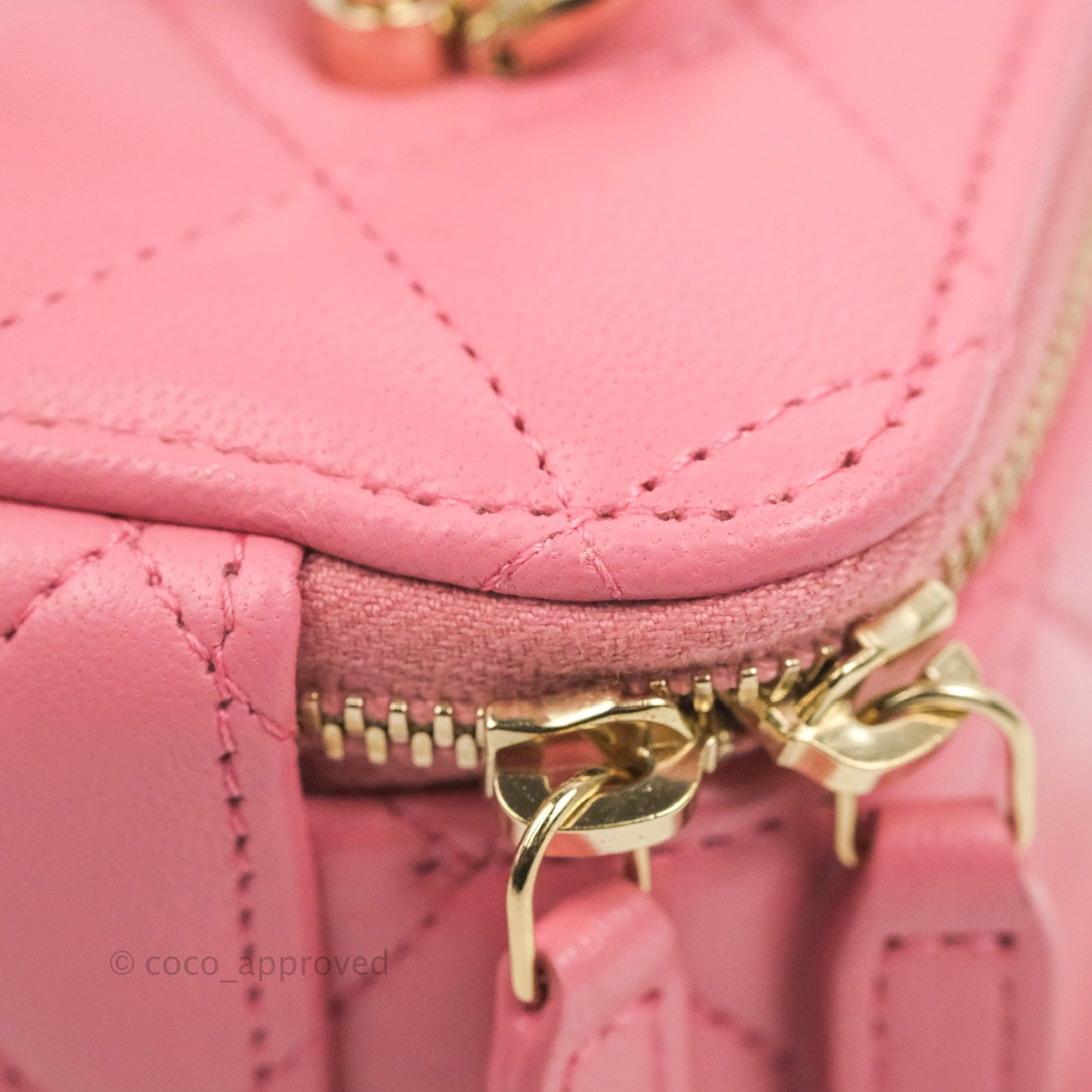 Chanel Vanity Rectangular Top Handle Pink Lambskin Gold Hardware
