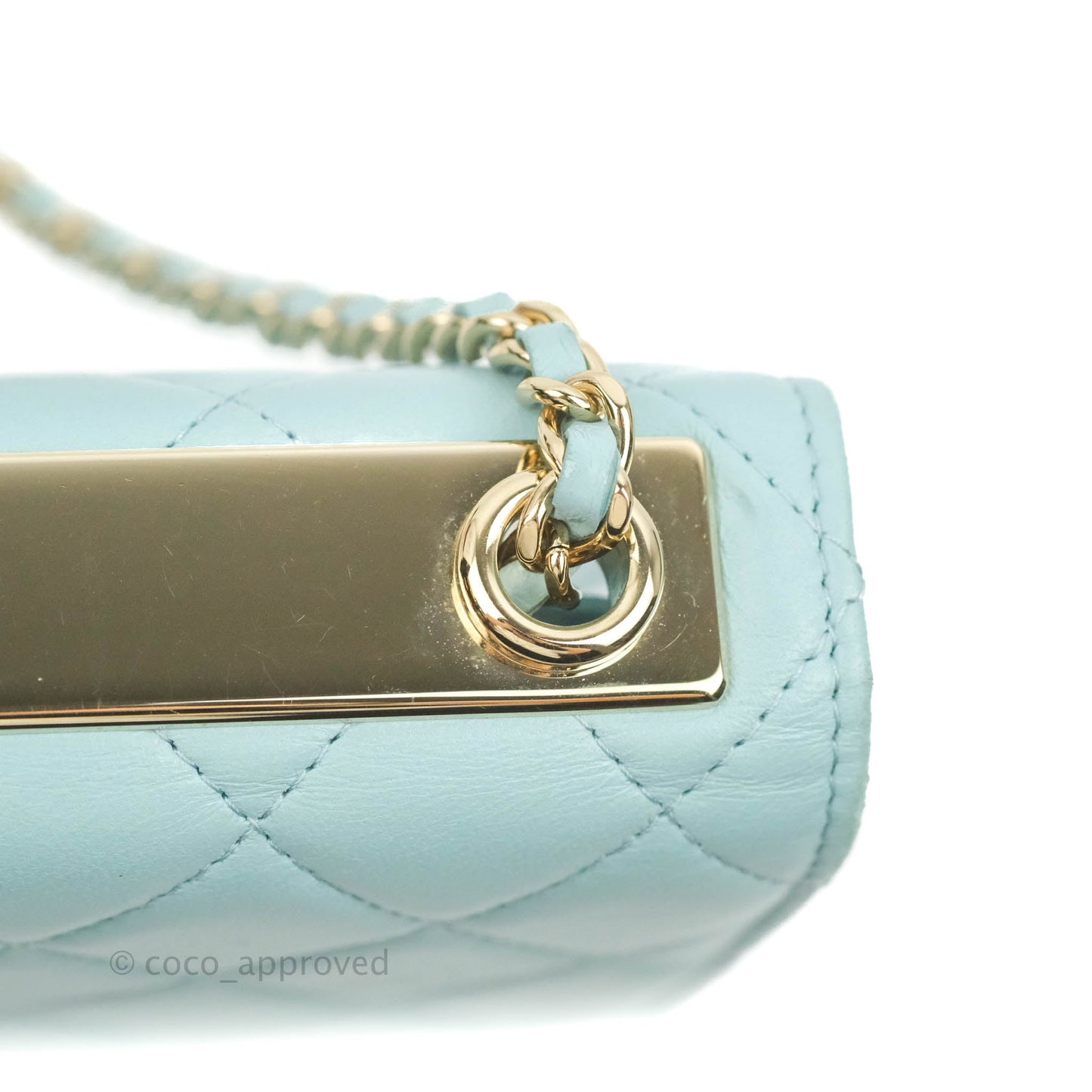 Chanel Trendy CC Quilted Wallet on Chain WOC Tiffany Blue Lambskin Gold Hardware