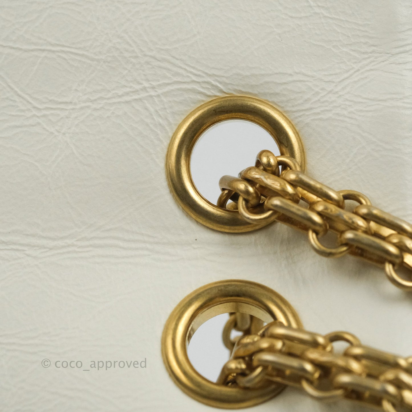 Chanel Mini Reissue 224 White Aged Calfskin Aged Gold Hardware