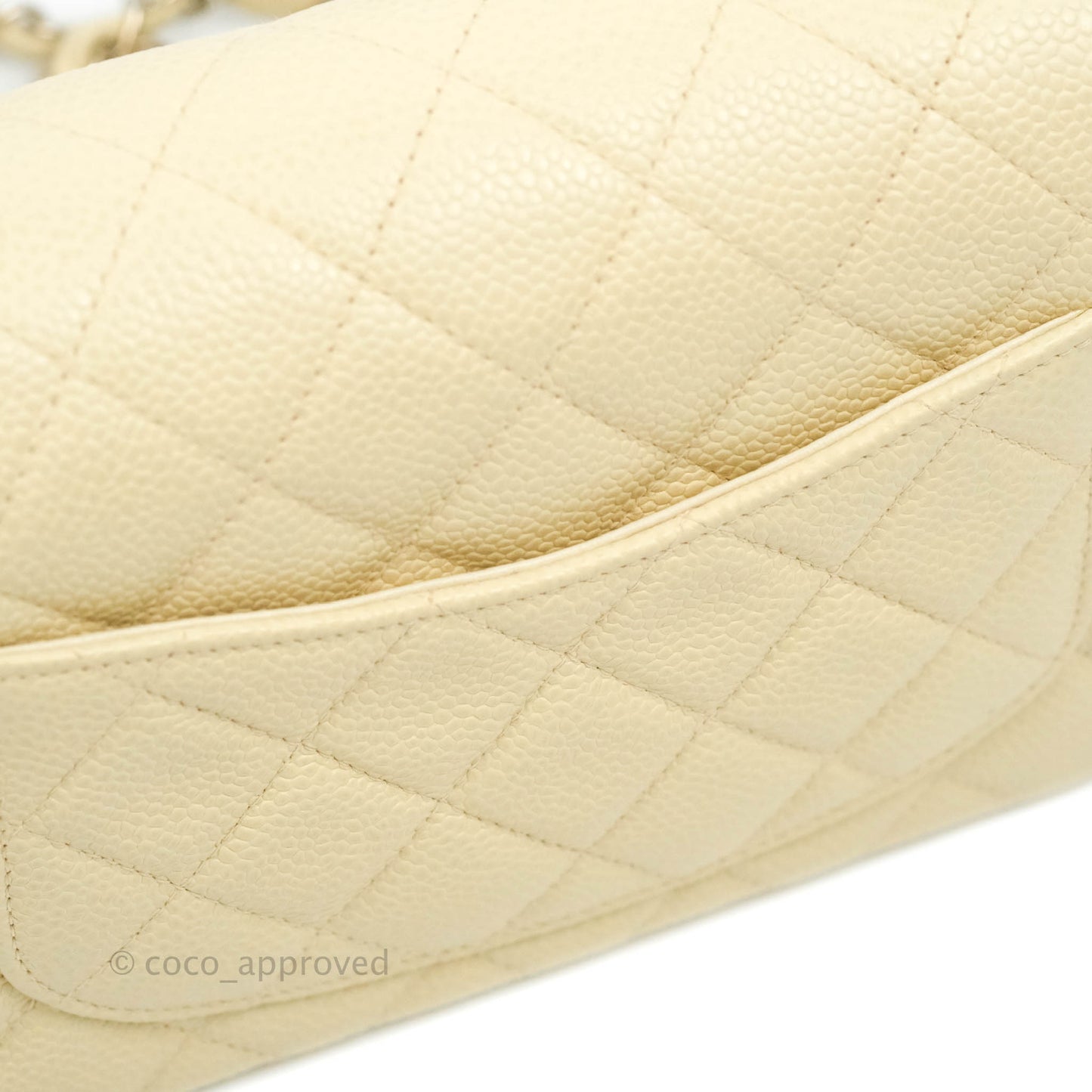 Chanel Vintage Quilted Mini Square Flap Pale Beige Caviar Silver Hardware