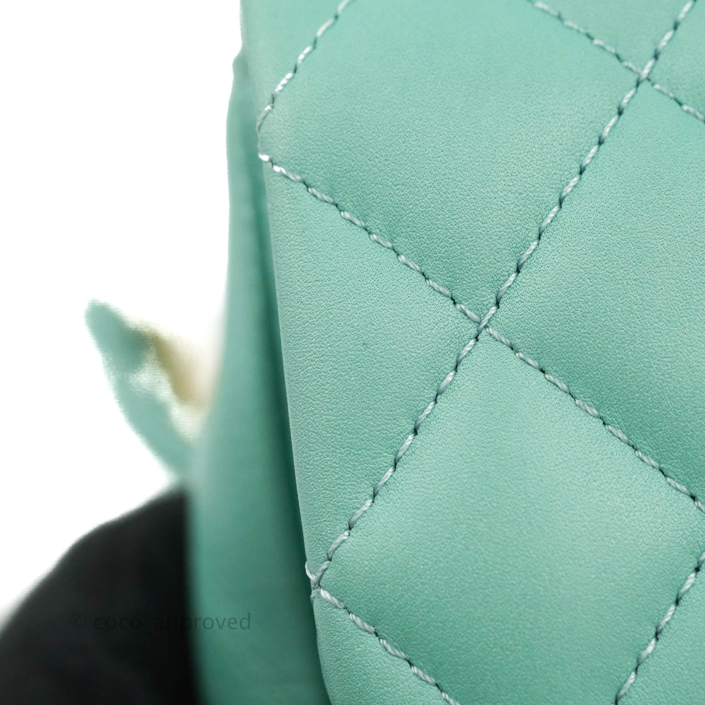 Chanel Quilted Small Day Trip Tiffany Blue Green Lambskin Aged Gold Hardware