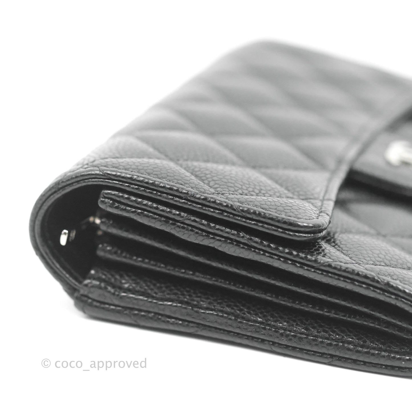 Chanel Classic Quilted Medium Flap Wallet Black Caviar Silver Hardware