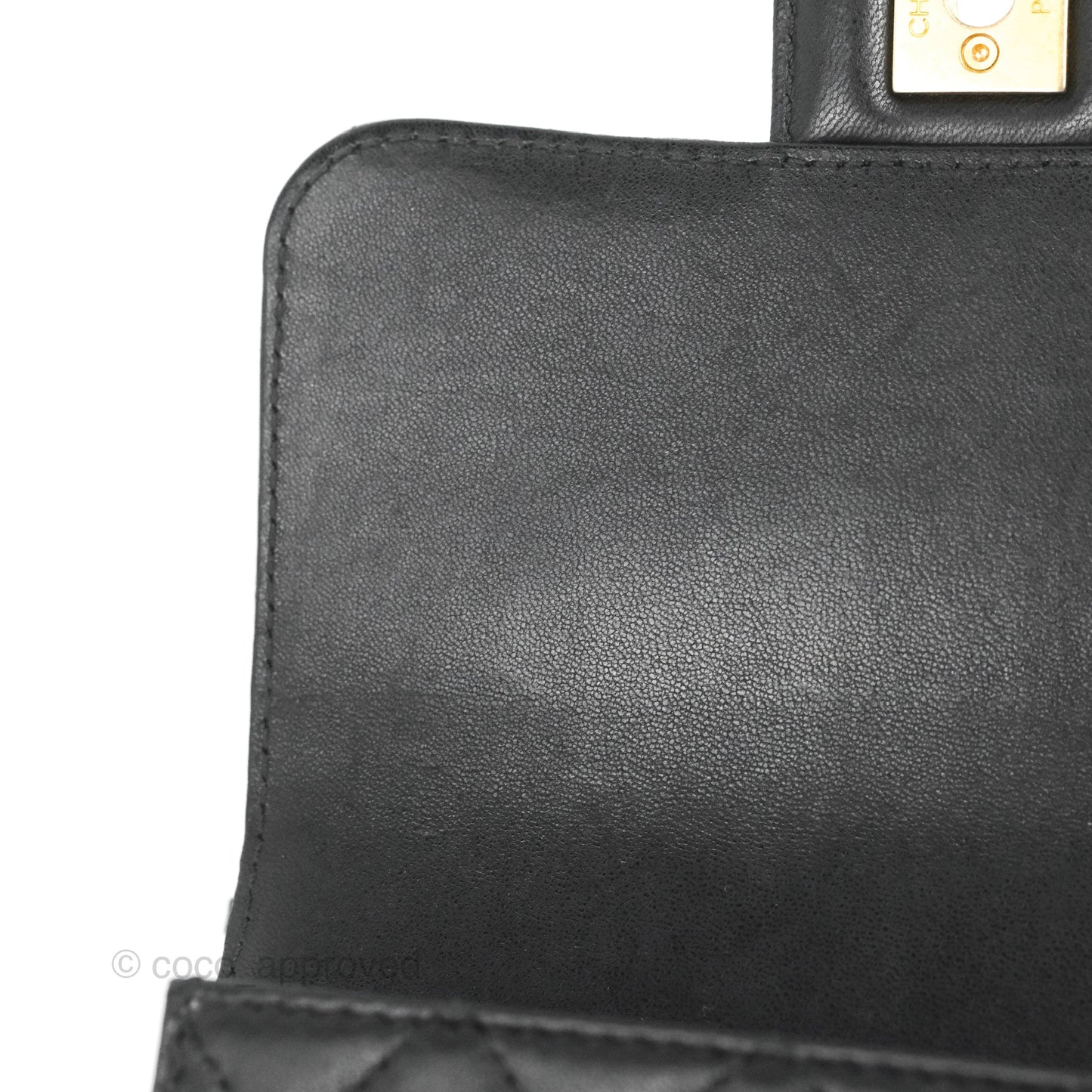 Chanel Mini Flap on Chain Black Calfskin Aged Gold Hardware