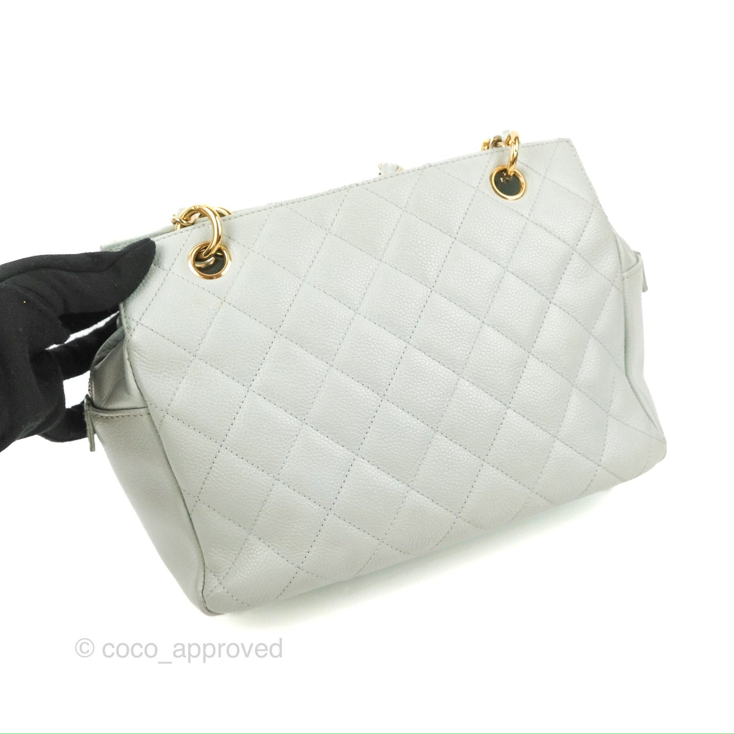 Chanel PTT Petite Timeless Shopping Tote Bag Light Tiffany Blue Caviar Gold Hardware