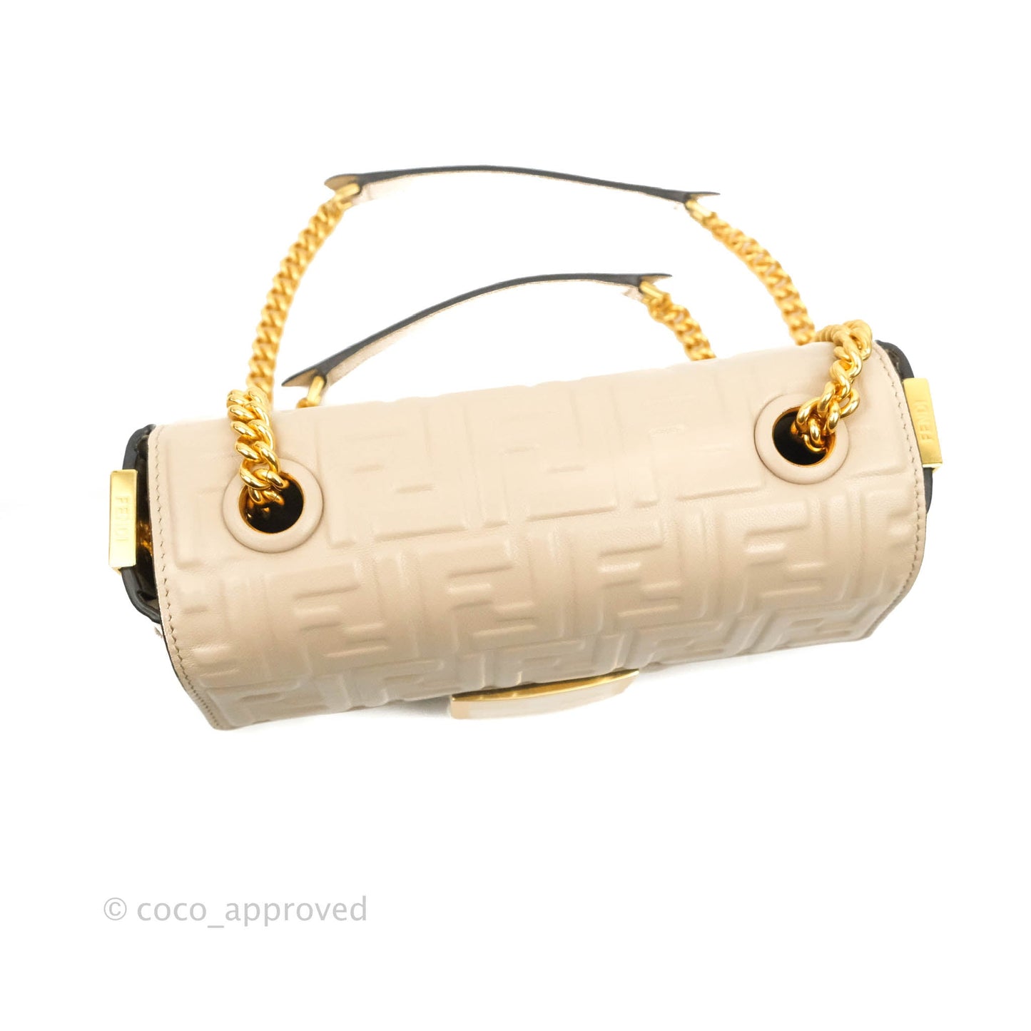 Fendi Baguette Chain Midi Light Grey Lambskin Bag